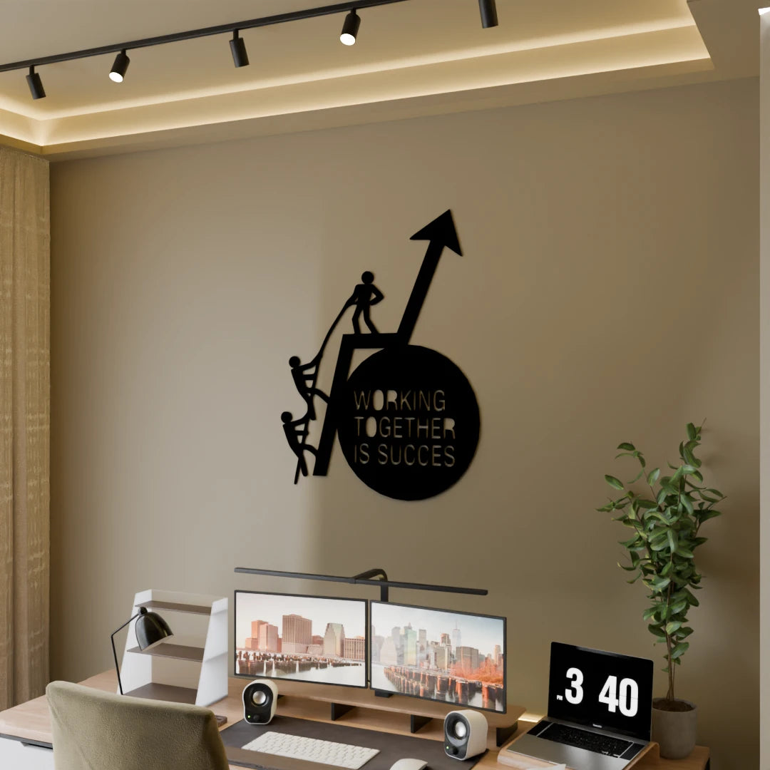 Metafurn Work Together is Success office wooden decor