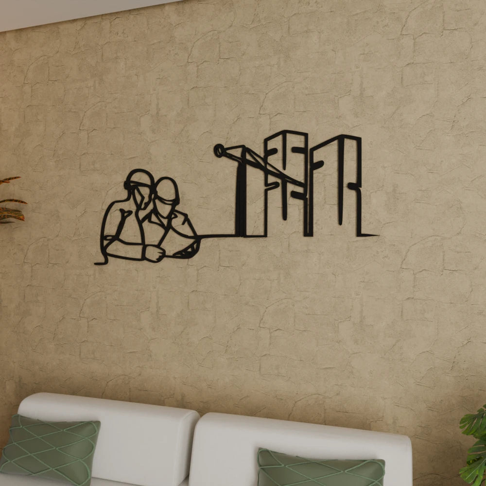 Civil Engineer and Architect in a Construction Site Wall Art - 40x18 Inches