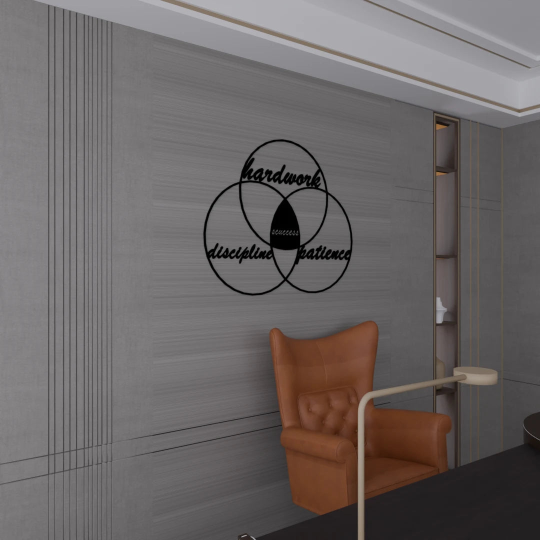 Minimalist motivational wall art – Discipline. Hard Work. Patience. handcrafted in premium wood by Metafurn