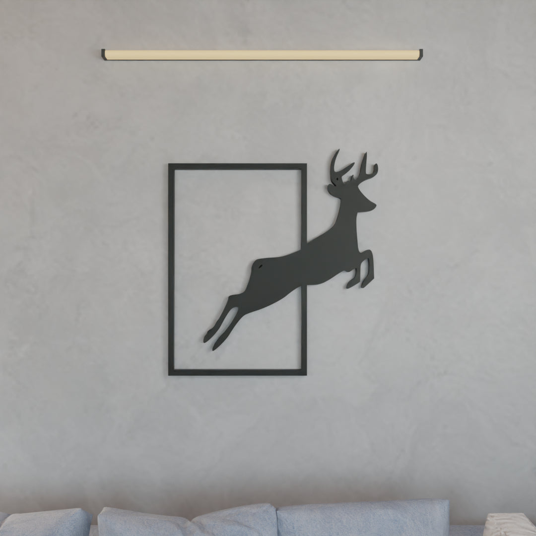 Metafurn Running Deer decorative wood wall art for rustic interiors