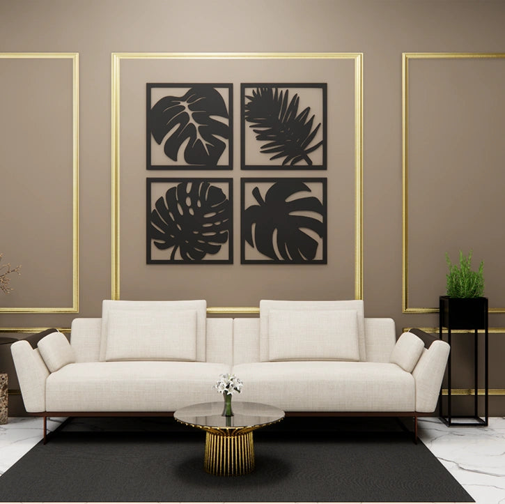 Metafurn Quadra Leaf large wooden wall art for living rooms and offices