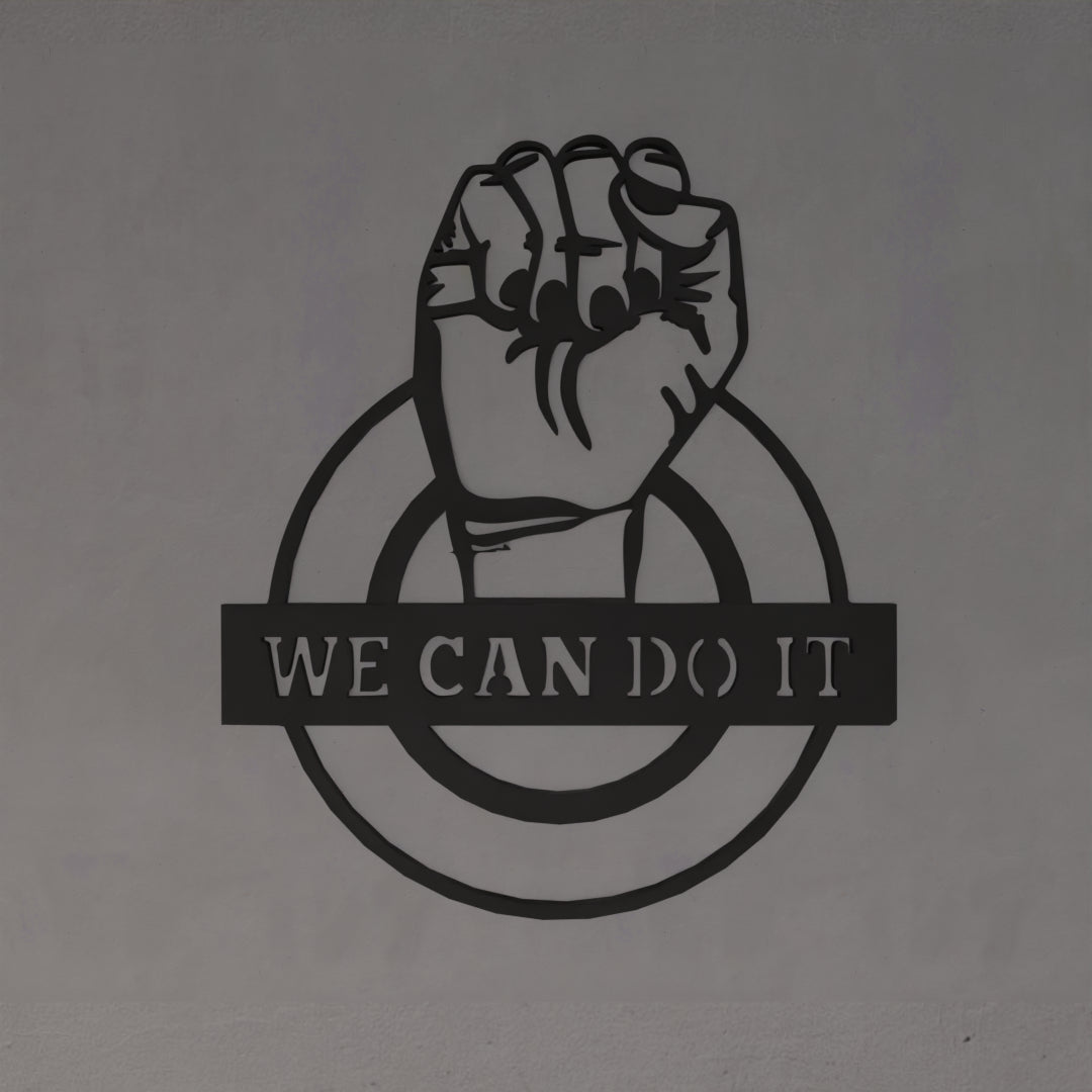 Metafurn We Can Do It large wooden wall art for offices