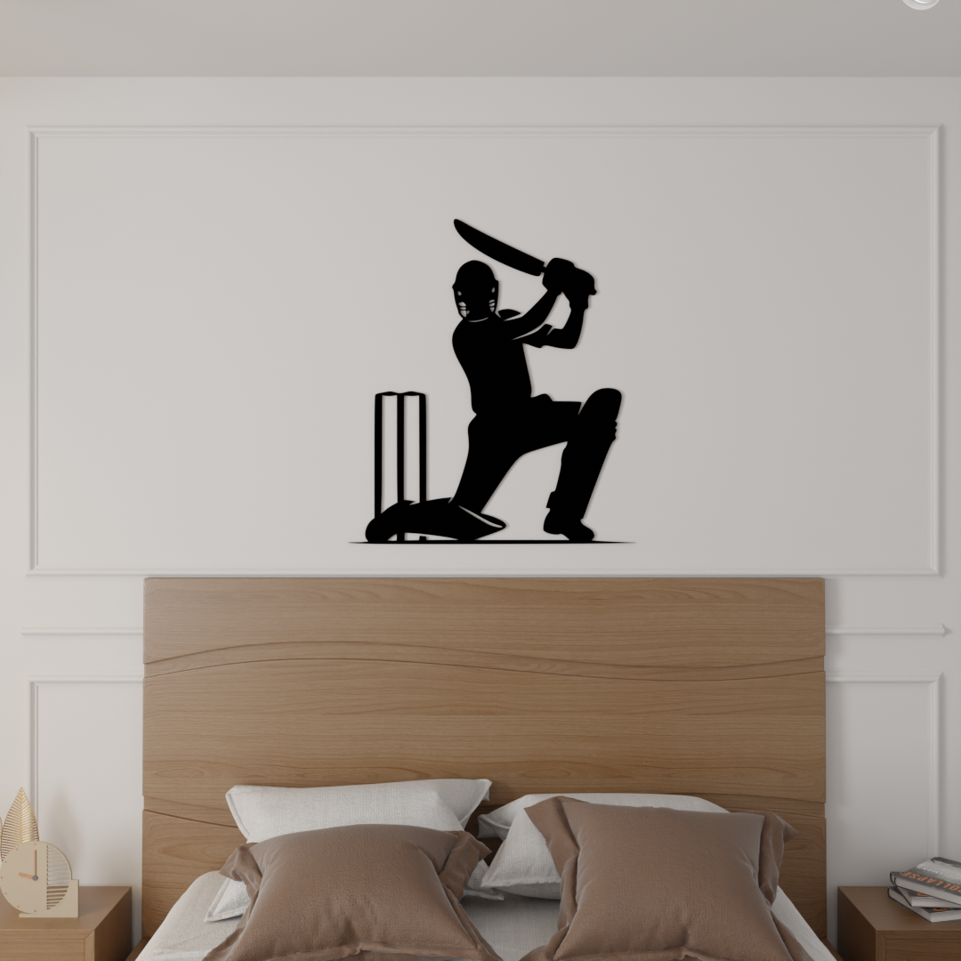 Batsman Hit Wall Art - 36x40 Inches