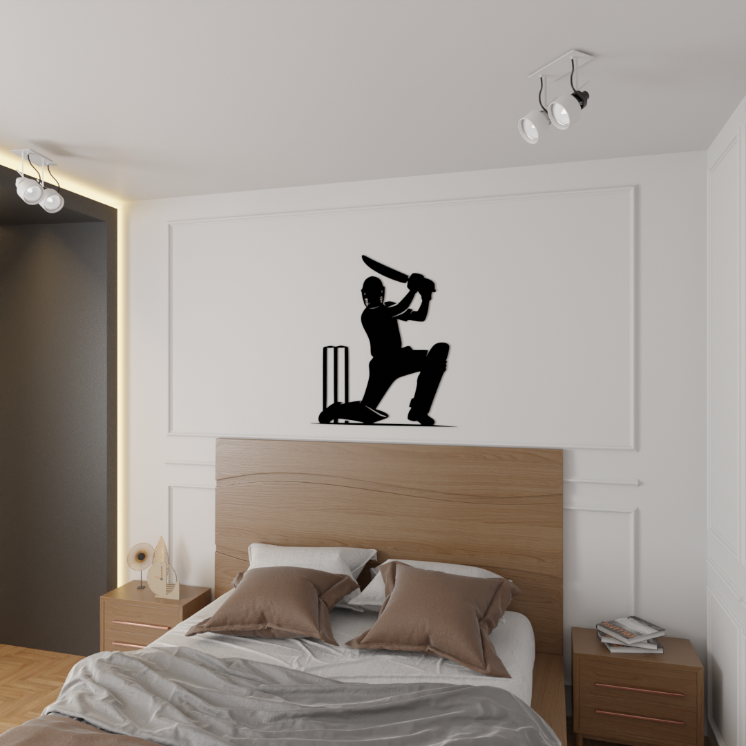 Batsman Hit Wall Art - 36x40 Inches