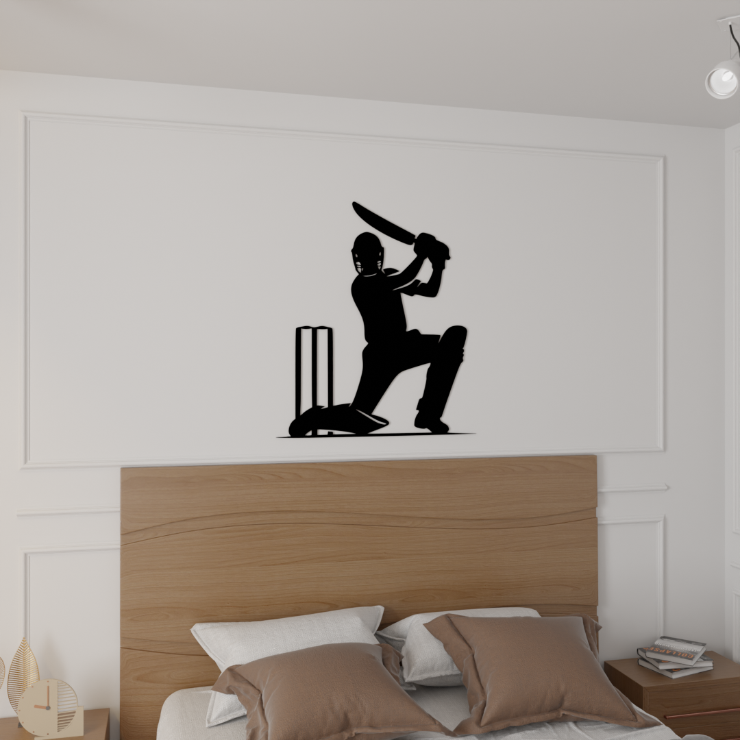 Batsman Hit Wall Art - 36x40 Inches