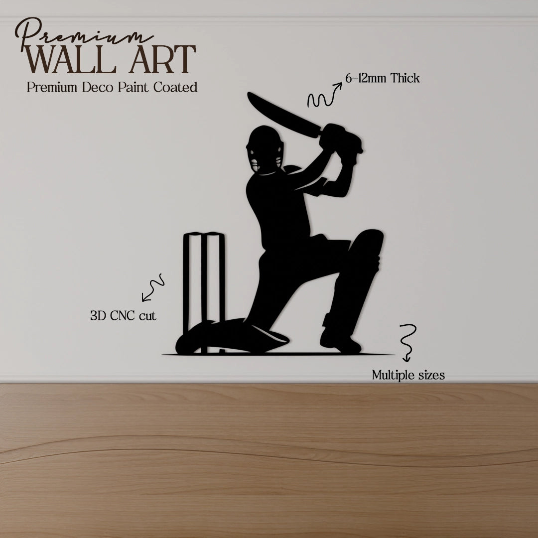 Batsman Hit Wall Art - 36x40 Inches