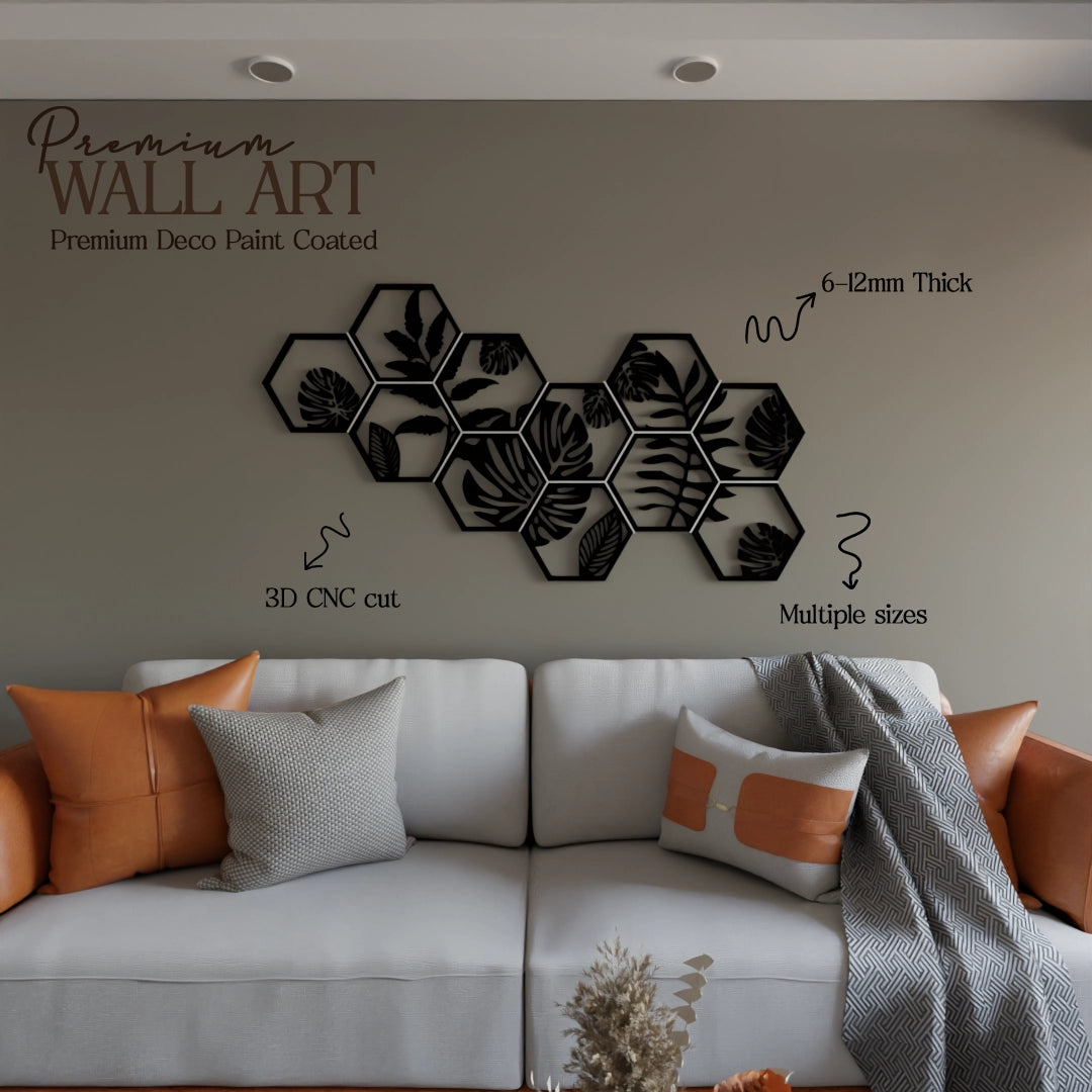 Hexagon Leaf Wall Art - 40x22 Inches