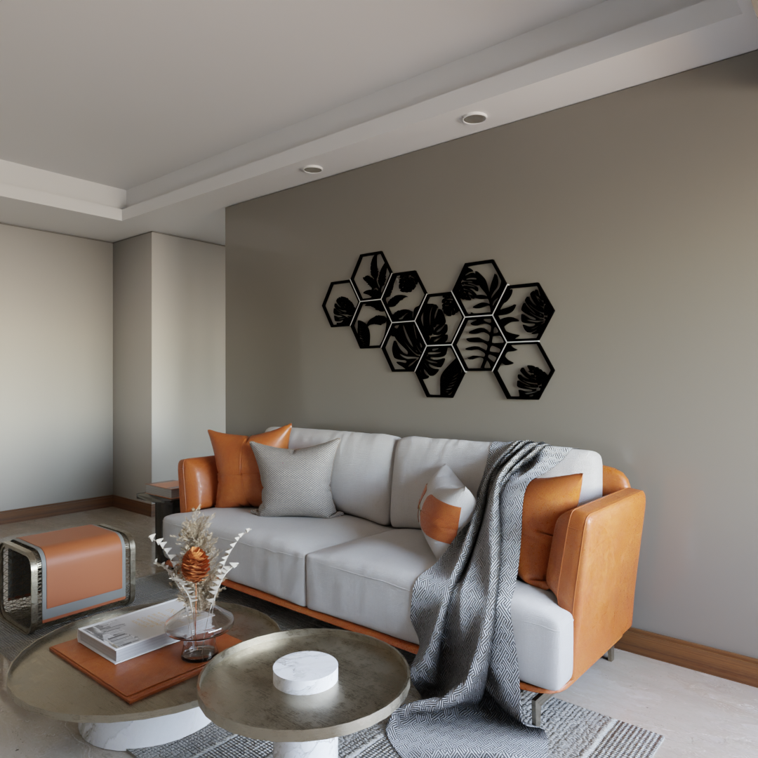 Hexagon Leaf Wall Art - 40x22 Inches