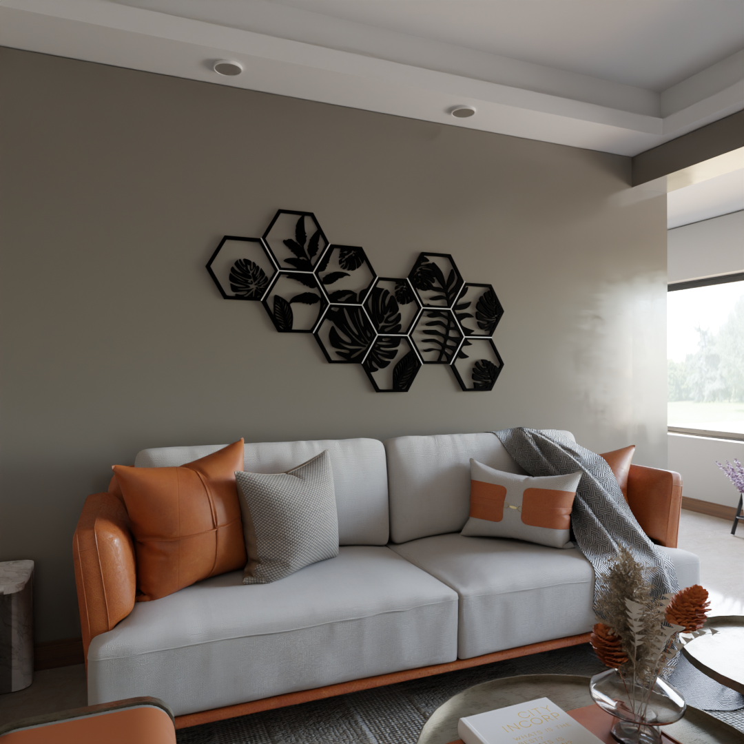 Hexagon Leaf Wall Art - 40x22 Inches