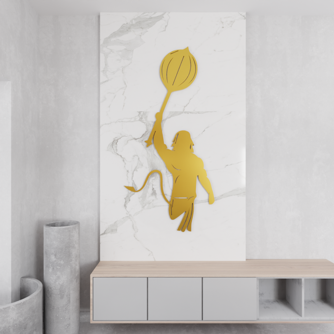 Metafurn Hanuman Mace Divine Wooden Wall Art For Hanuman Devotees