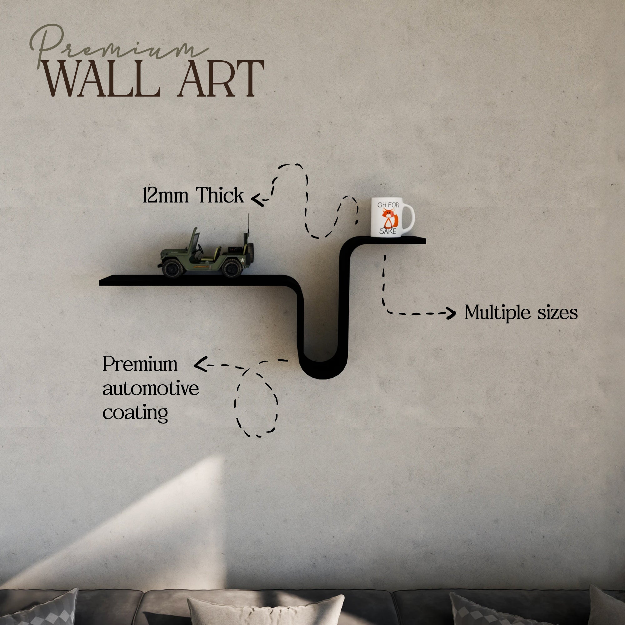 Curve Edge Floating Wall Shelf