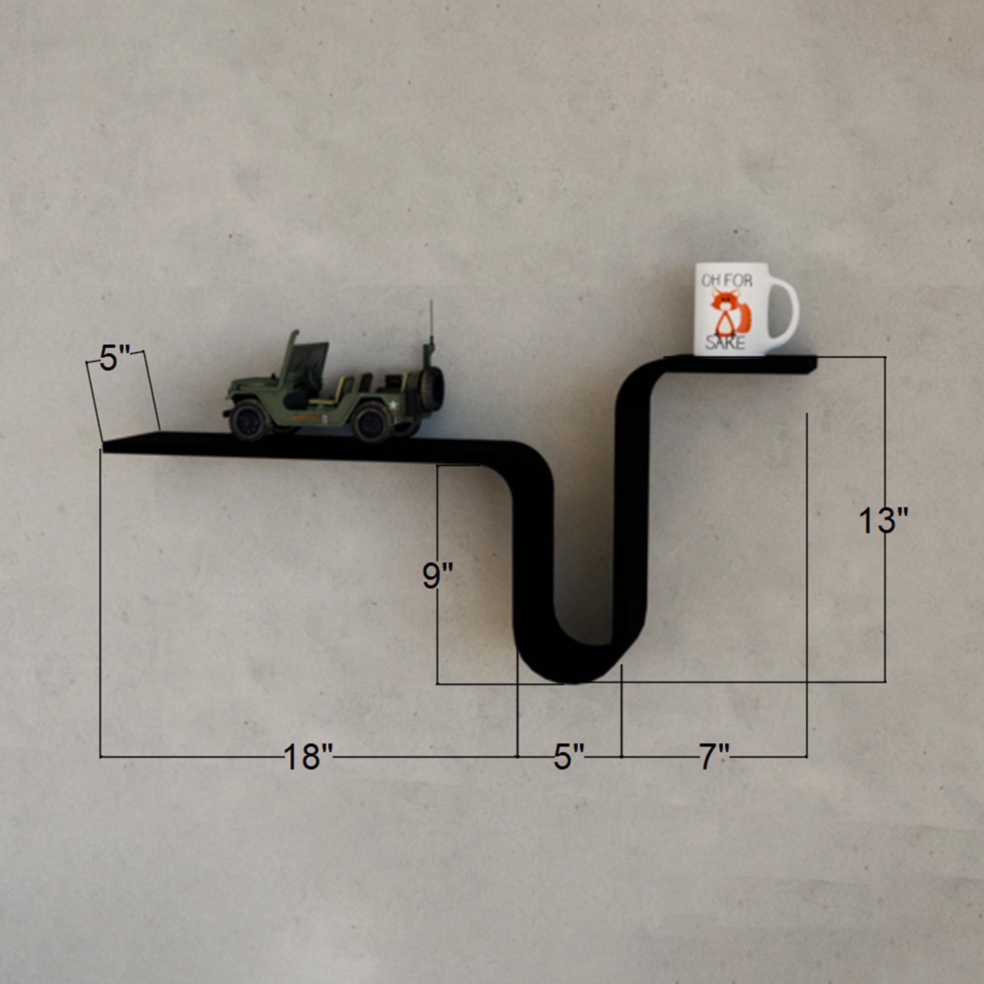 Curve Edge Floating Wall Shelf