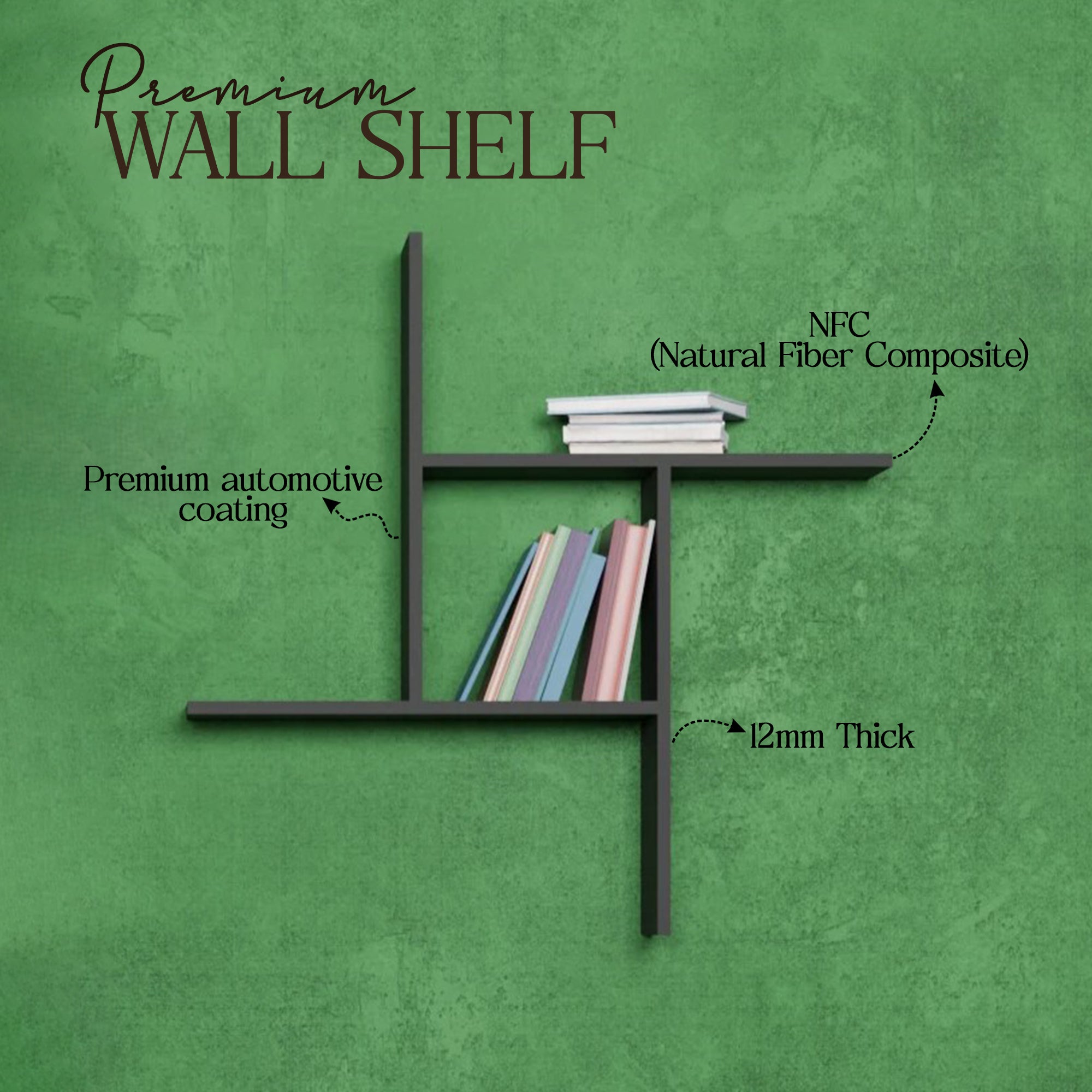 Metafurn Cubic Wall Shelf – NFC Hashtag Floating Shelf for Modern Wall Decor