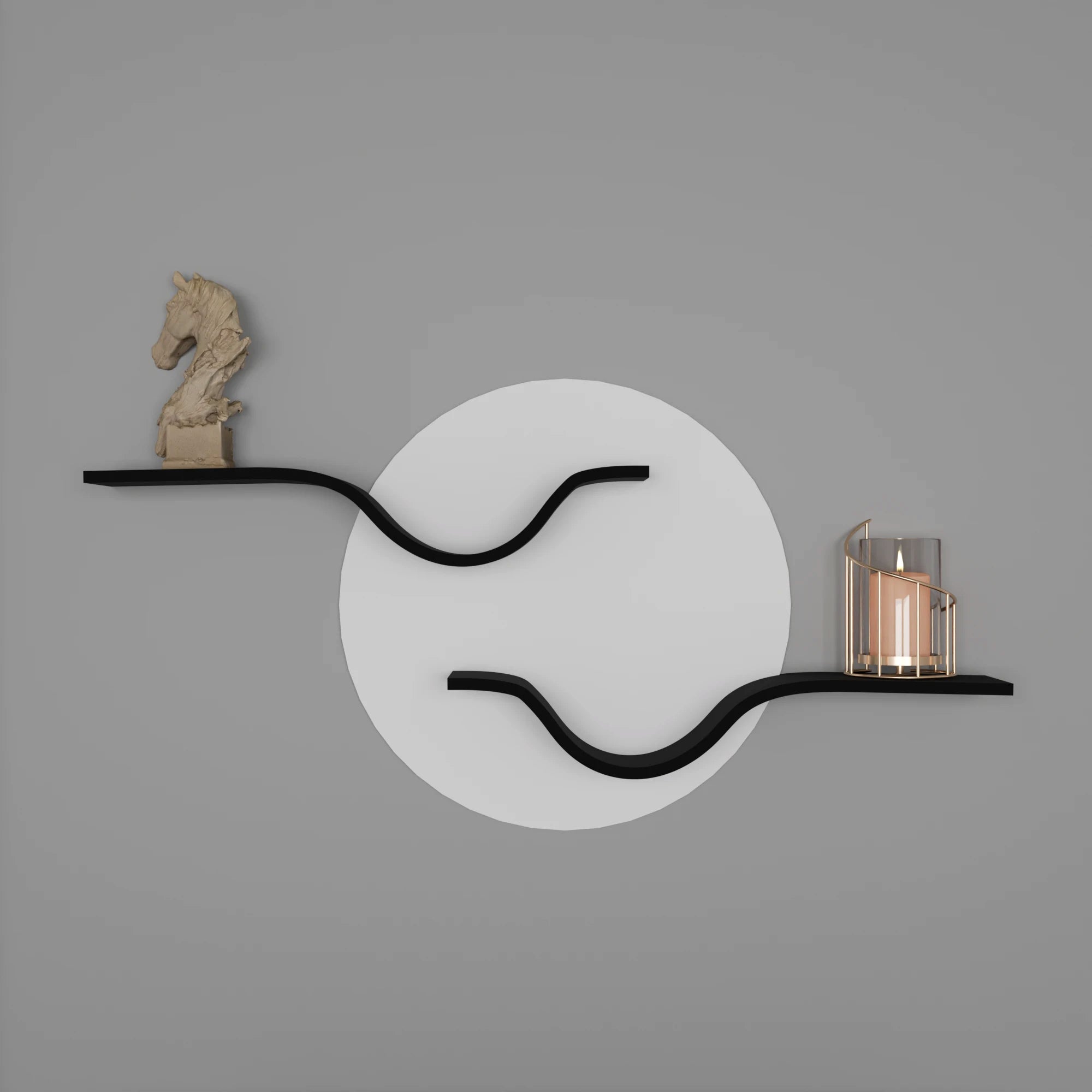 Moon Decorative Wall Hanging Shelf  (W-39” X H-20”)