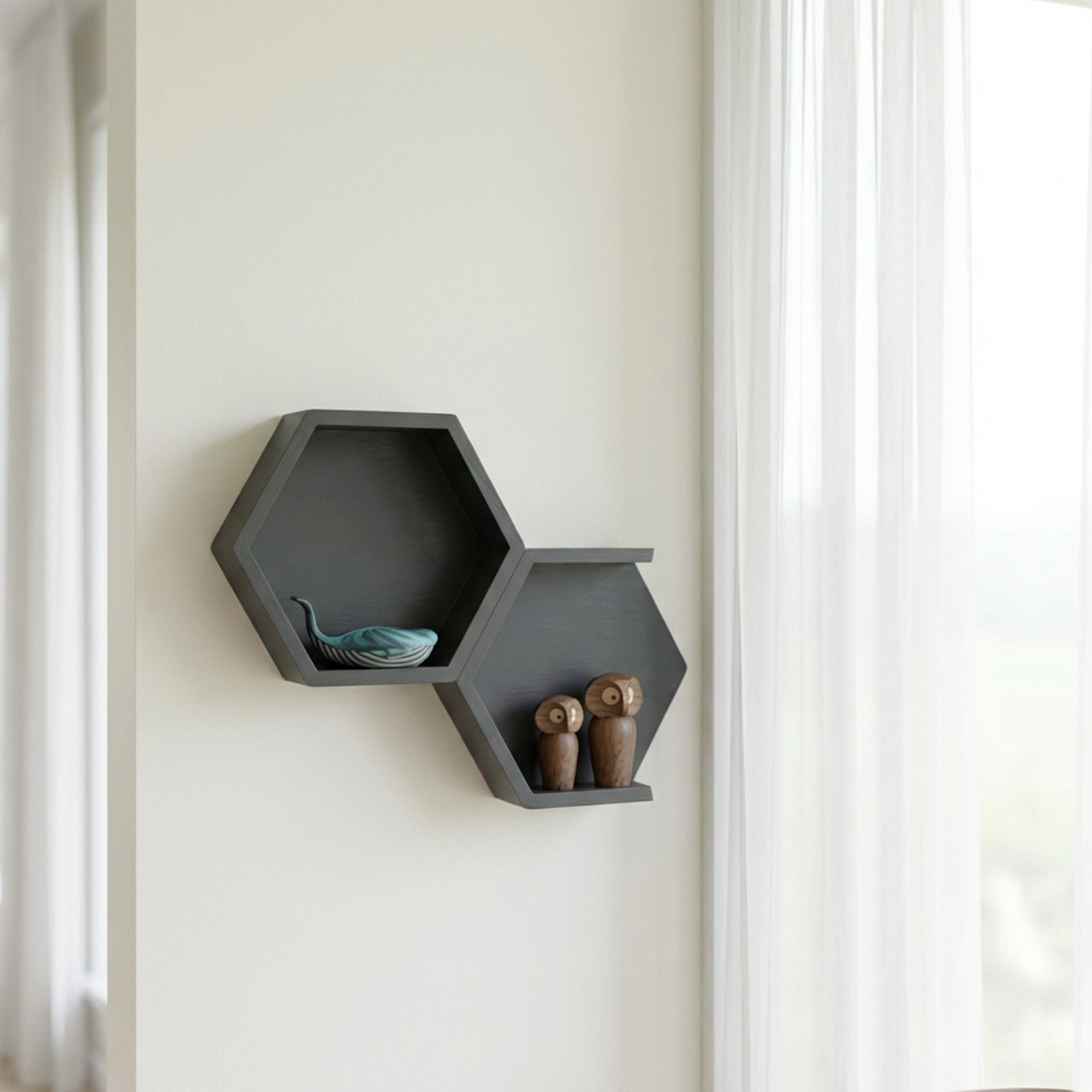 Metafurn Hexagon Wall Shelf – Modern NFC Hexagonal Wall Mounted Shelf for Interiors