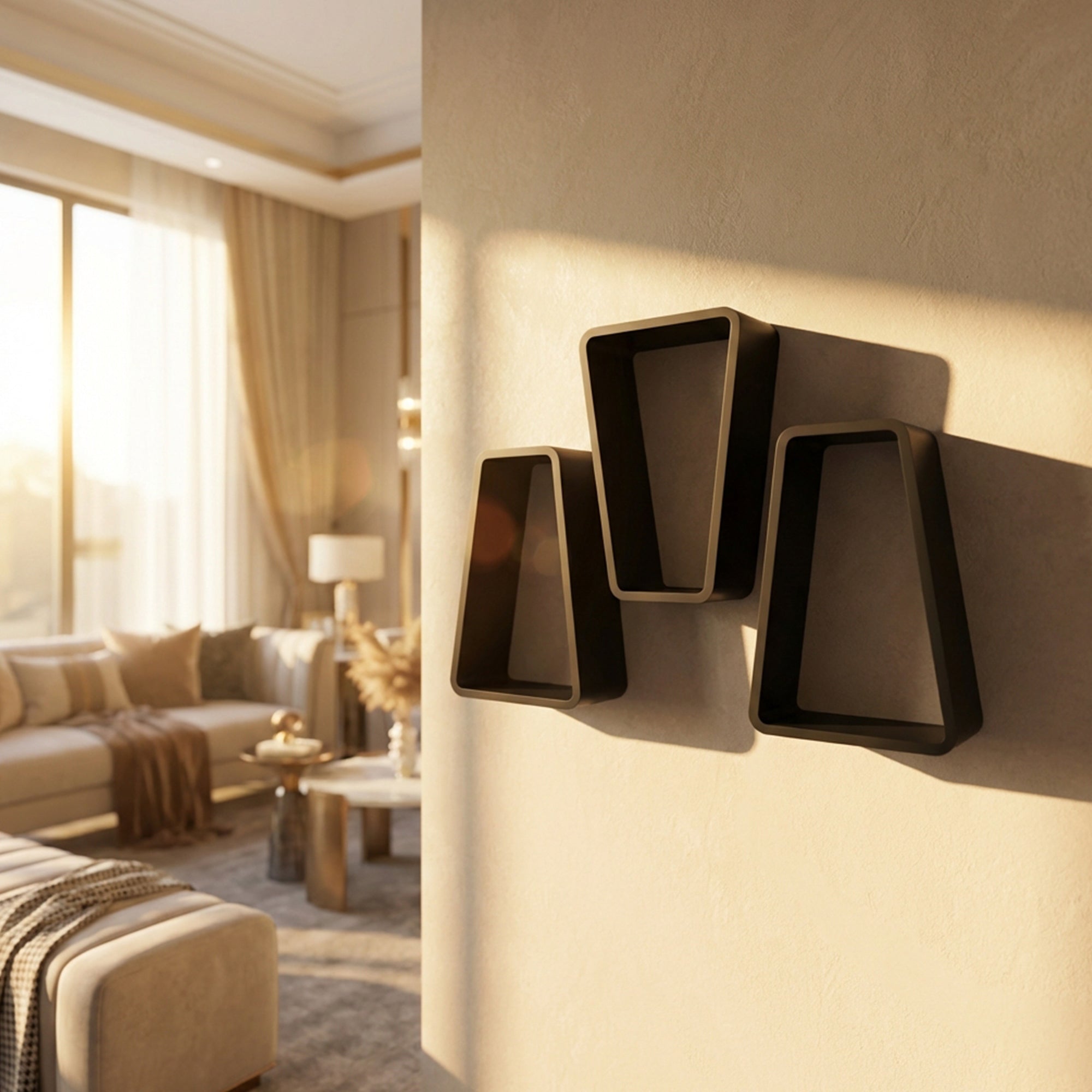 Trapeza Wall Shelf (W-10” X H-15”) - Set of Three