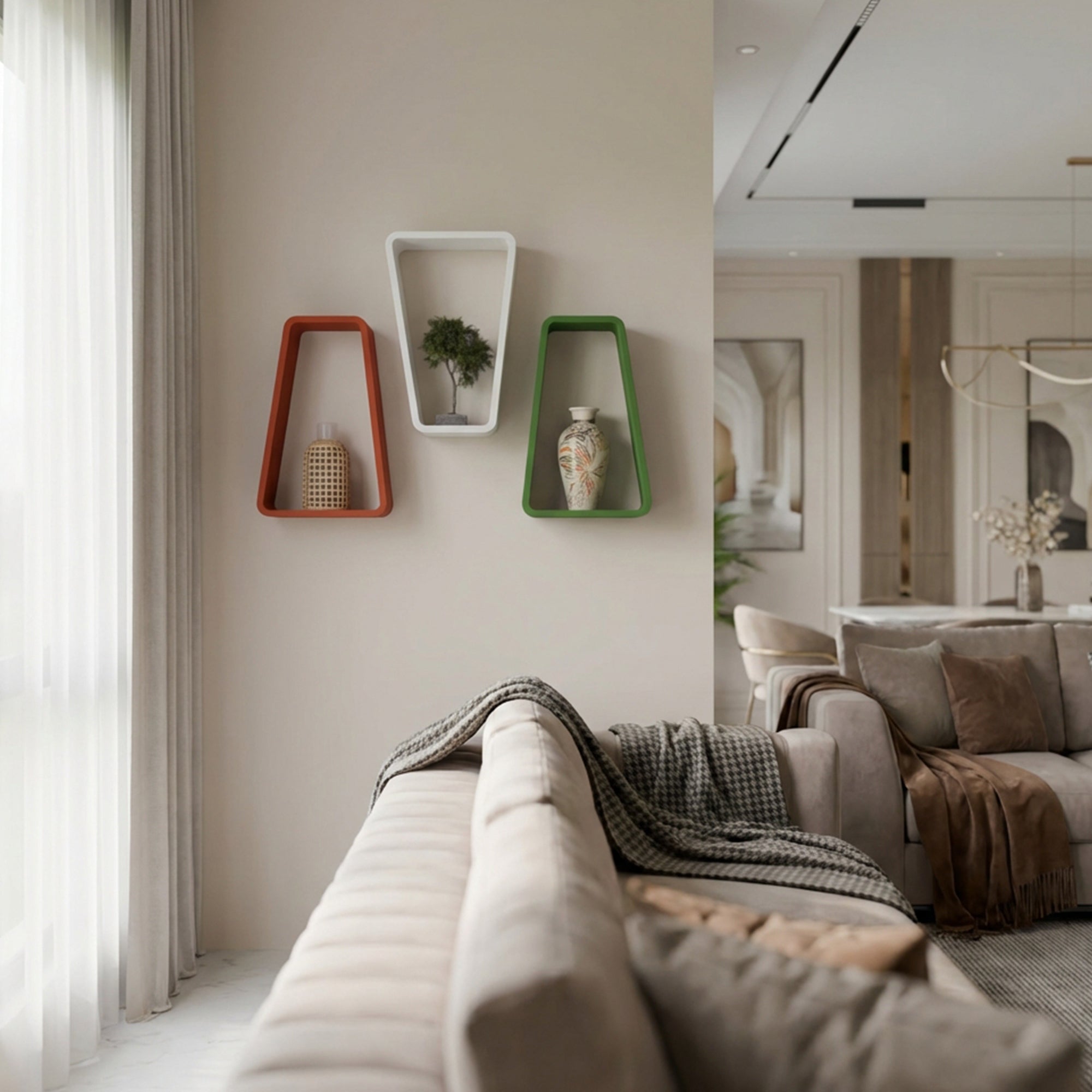 Trapeza Wall Shelf (W-10” X H-15”) - Set of Three