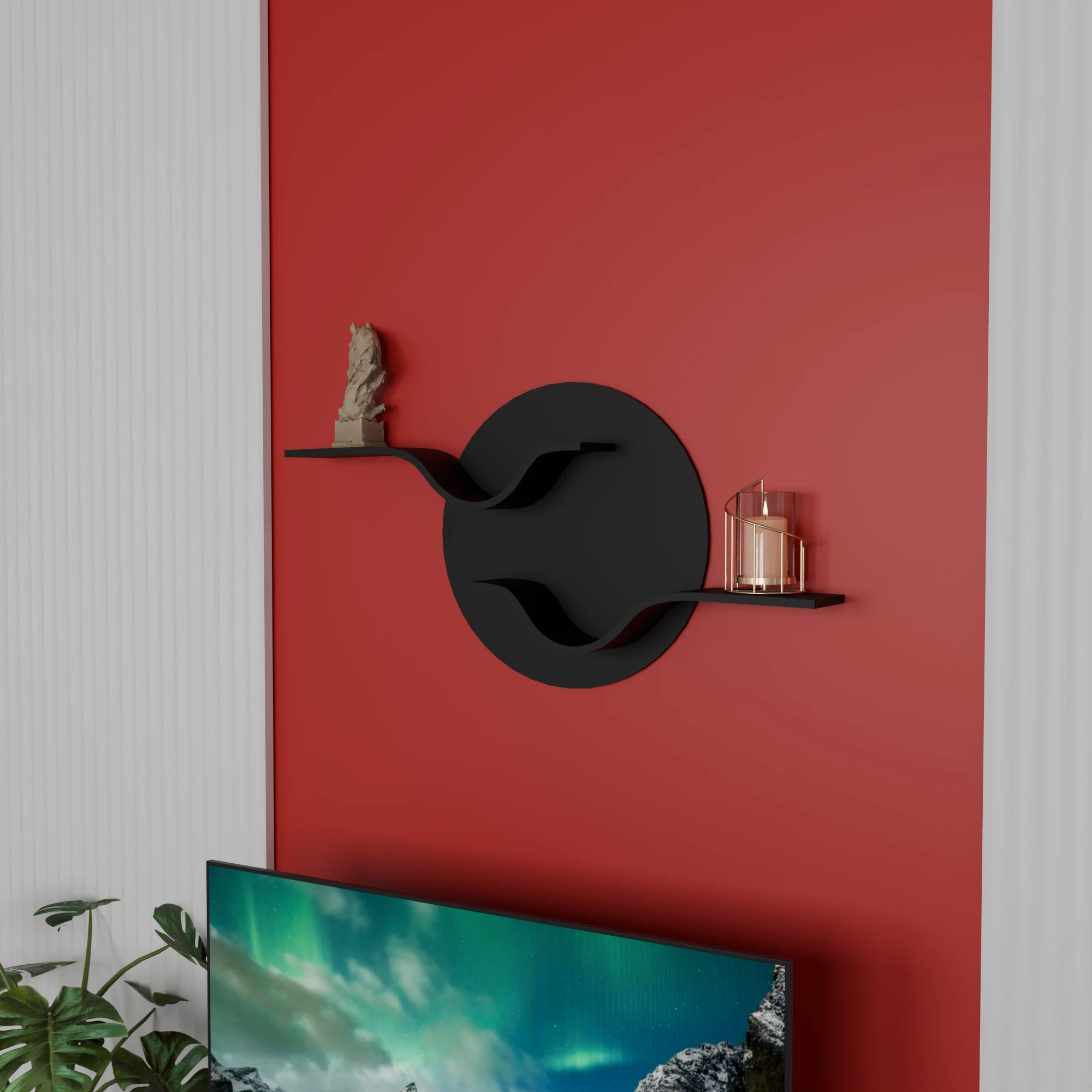 Moon Decorative Wall Hanging Shelf  (W-39” X H-20”)