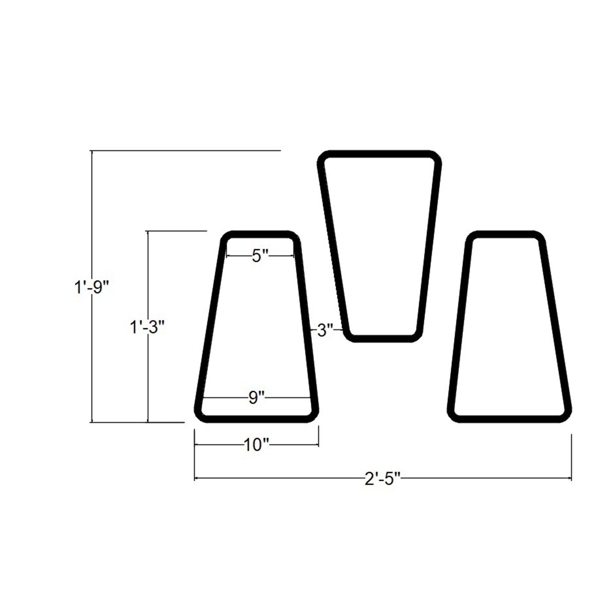 Trapeza Wall Shelf (W-10” X H-15”) - Set of Three