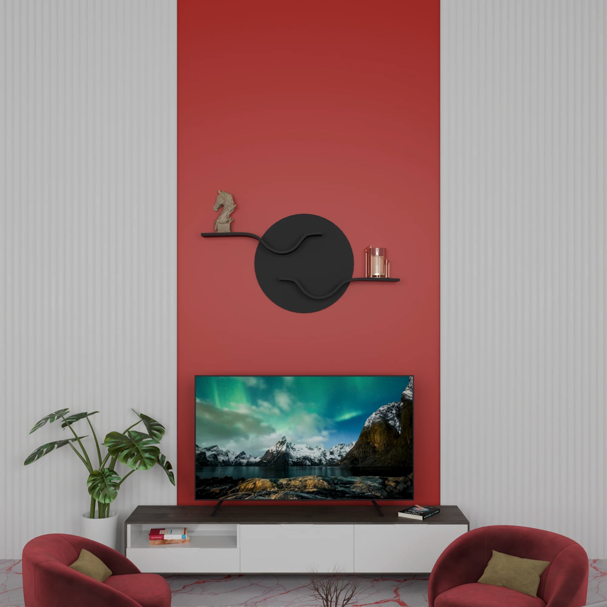 Moon Decorative Wall Hanging Shelf  (W-39” X H-20”)