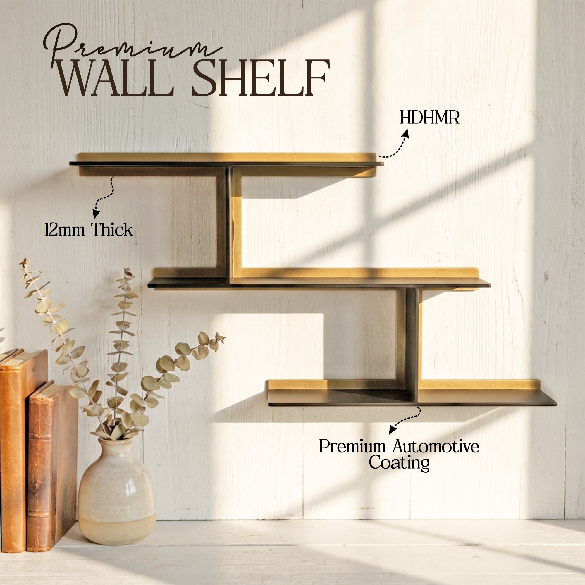 Metafurn Brick Joint Wall Shelf – HDHMR Brick Pattern Floating Shelf for Modern Wall Decor
