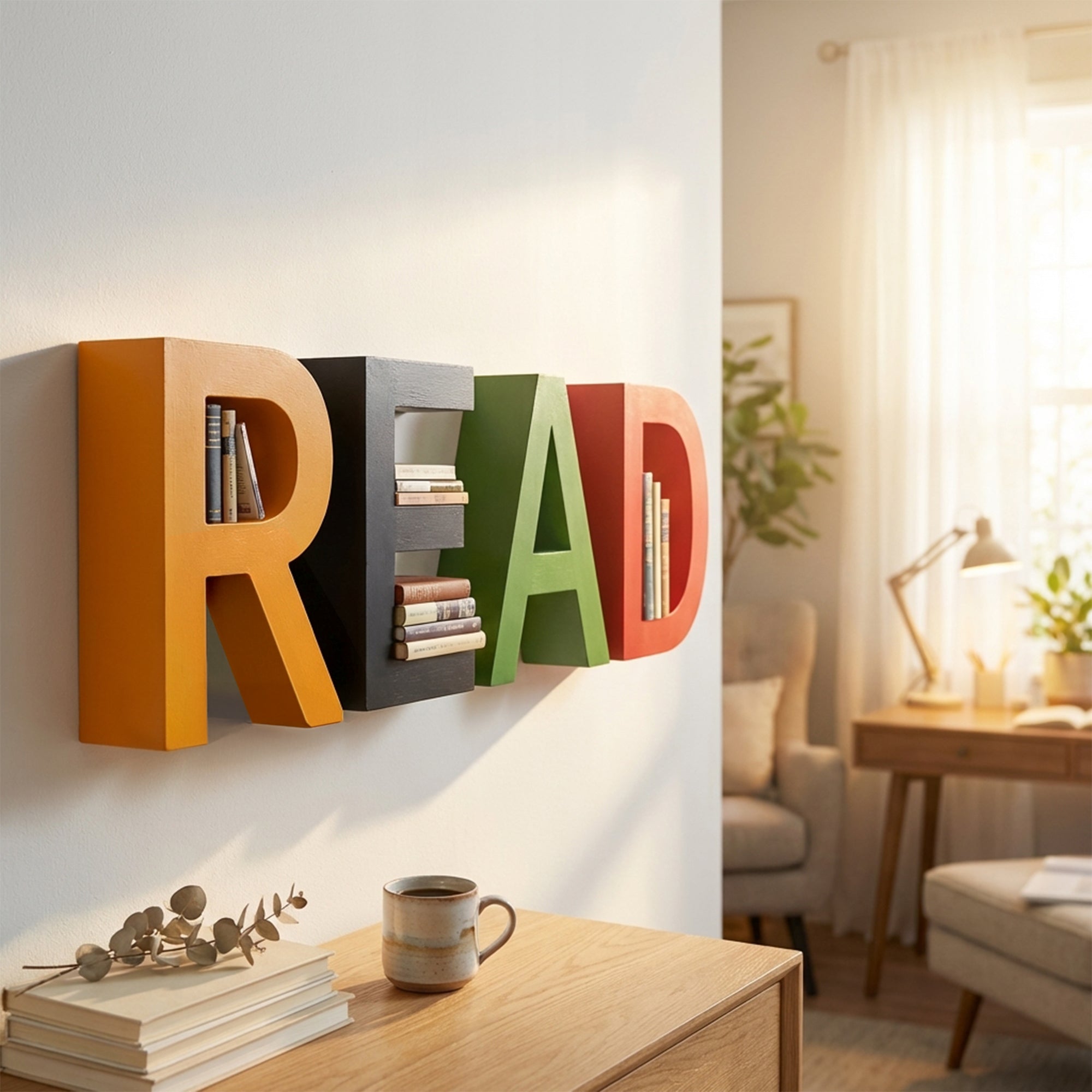 Metafurn Read Study Floating Shelf – Premium Coated Shelf for Books and Decor
