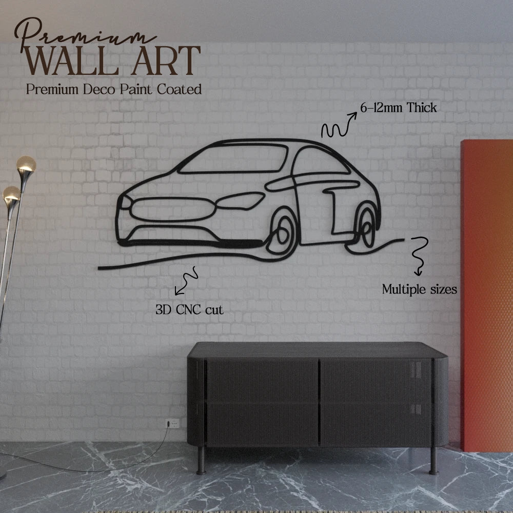 Car Single Line Decor Wall Art - 40x17 Inches