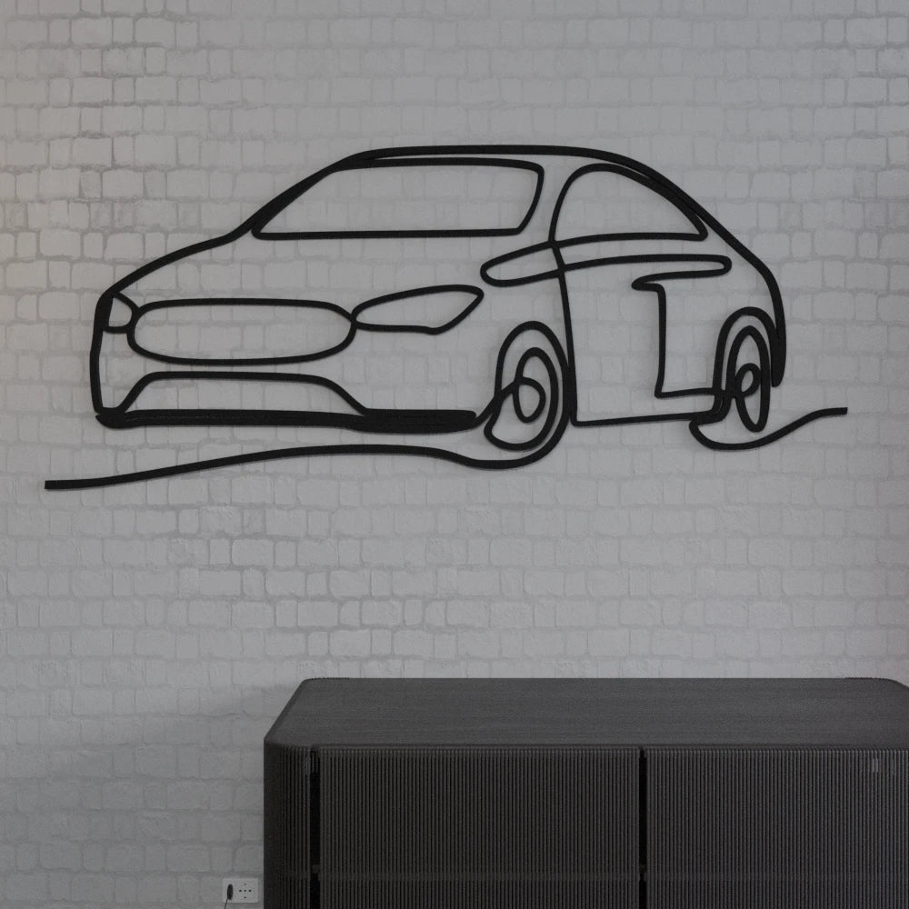 Car Single Line Decor Wall Art - 40x17 Inches