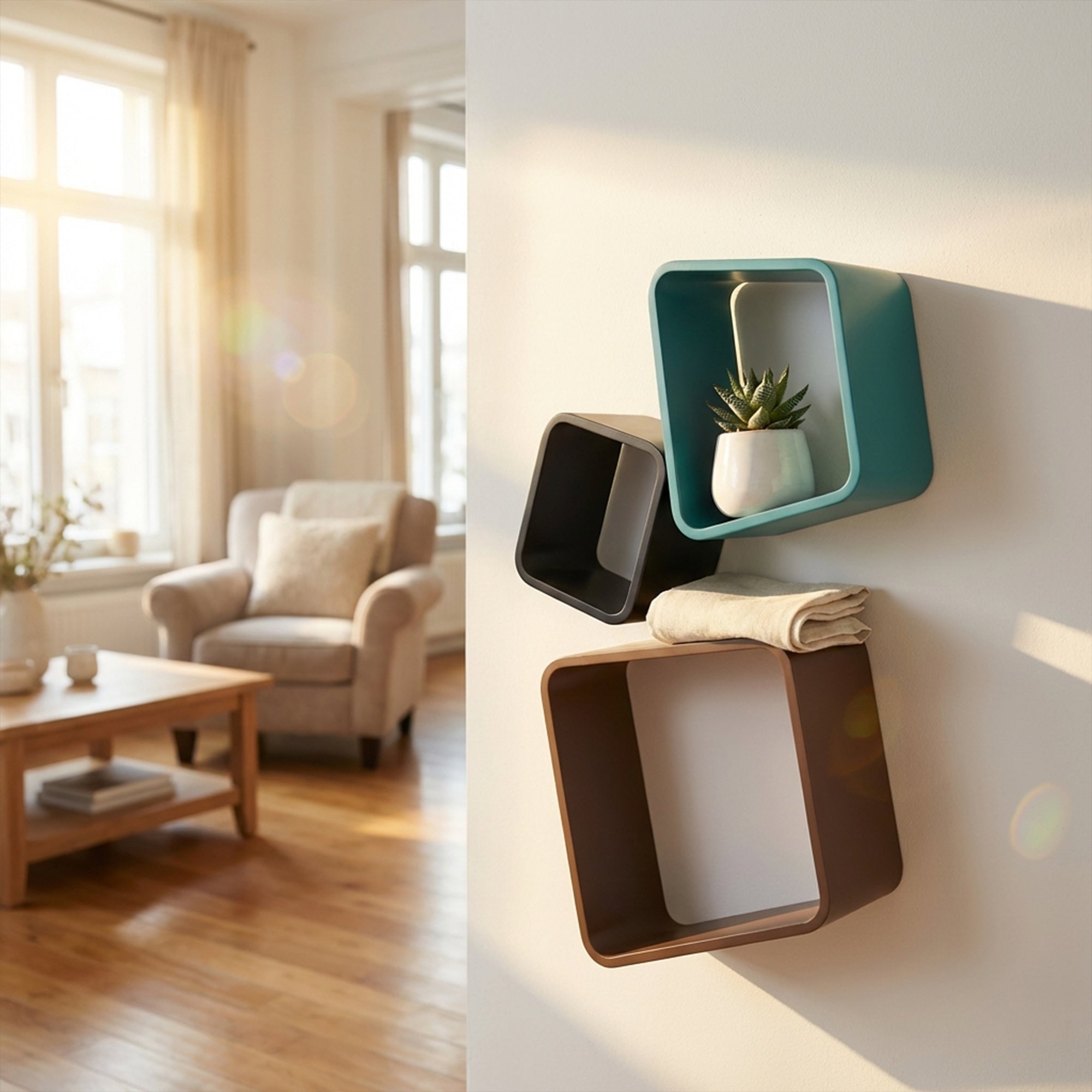 Offset Geometric Wall Shelf