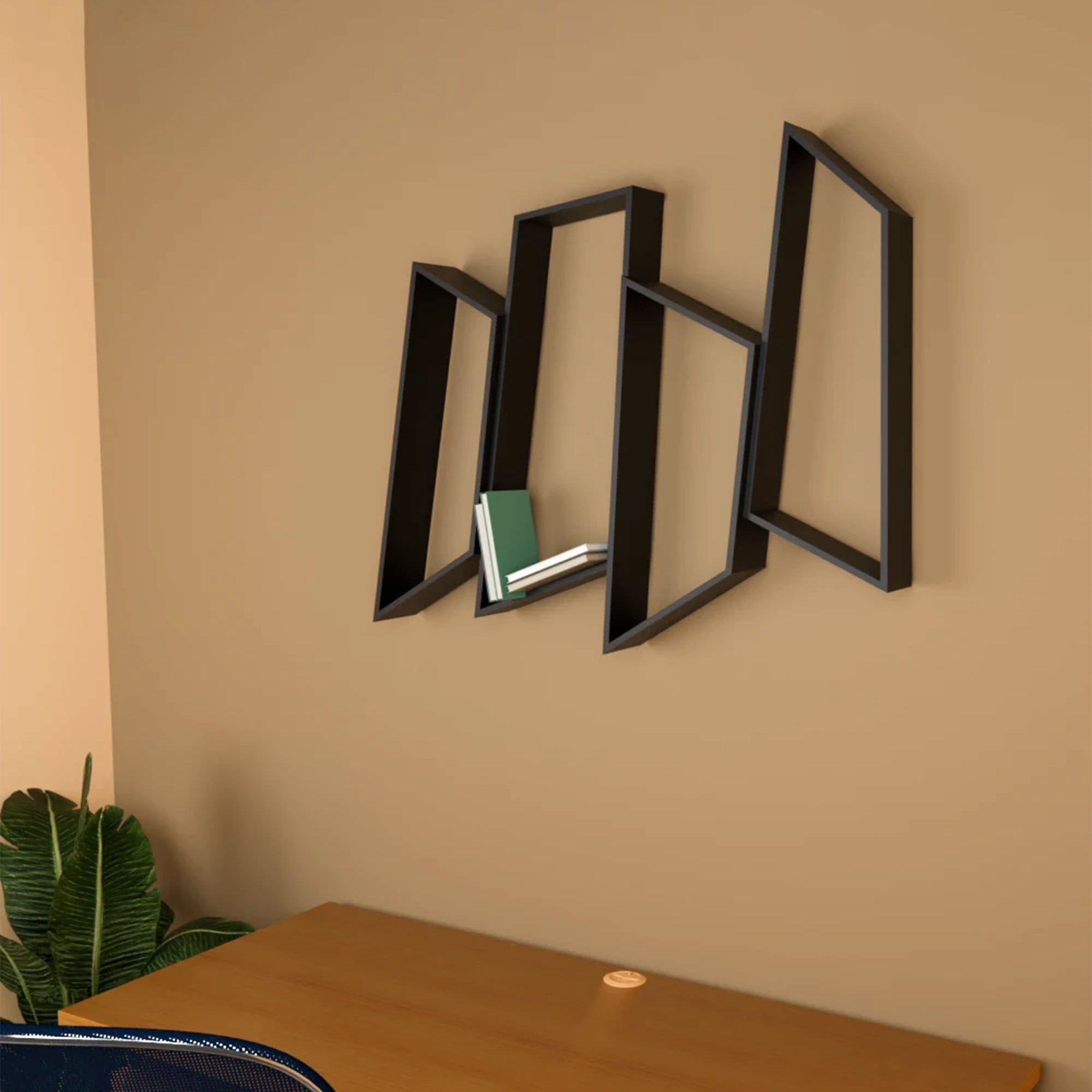 Metafurn AngleWave Wall Shelf – NFC Angled Wall Mounted Floating Shelf for Living Room and Kitchen
