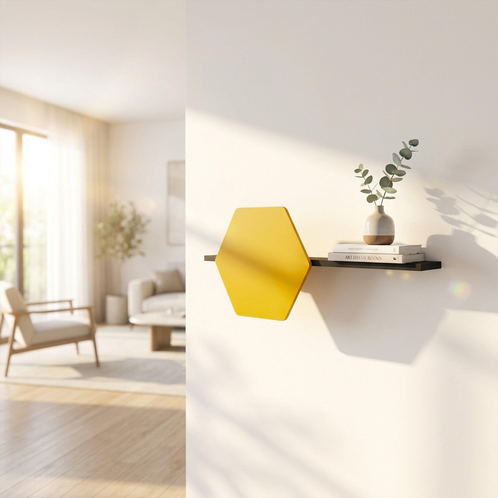 Metafurn Hexa Floater Floating Shelf – 12mm HDHMR Wall Shelf for Living Room, Kitchen, and Bathroom
