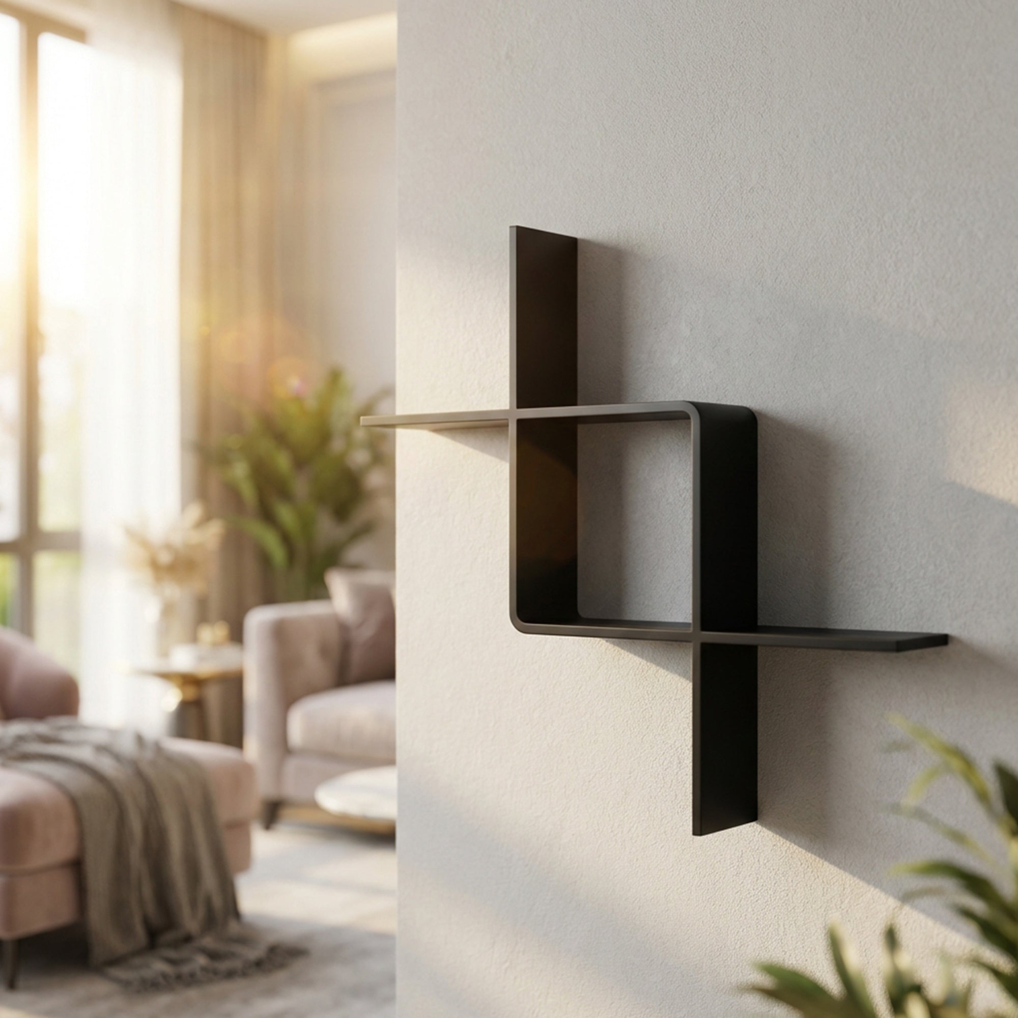 Metafurn GridLine Wall Shelf – NFC Wall Mounted Grid Floating Shelf for Living Room and Kitchen
