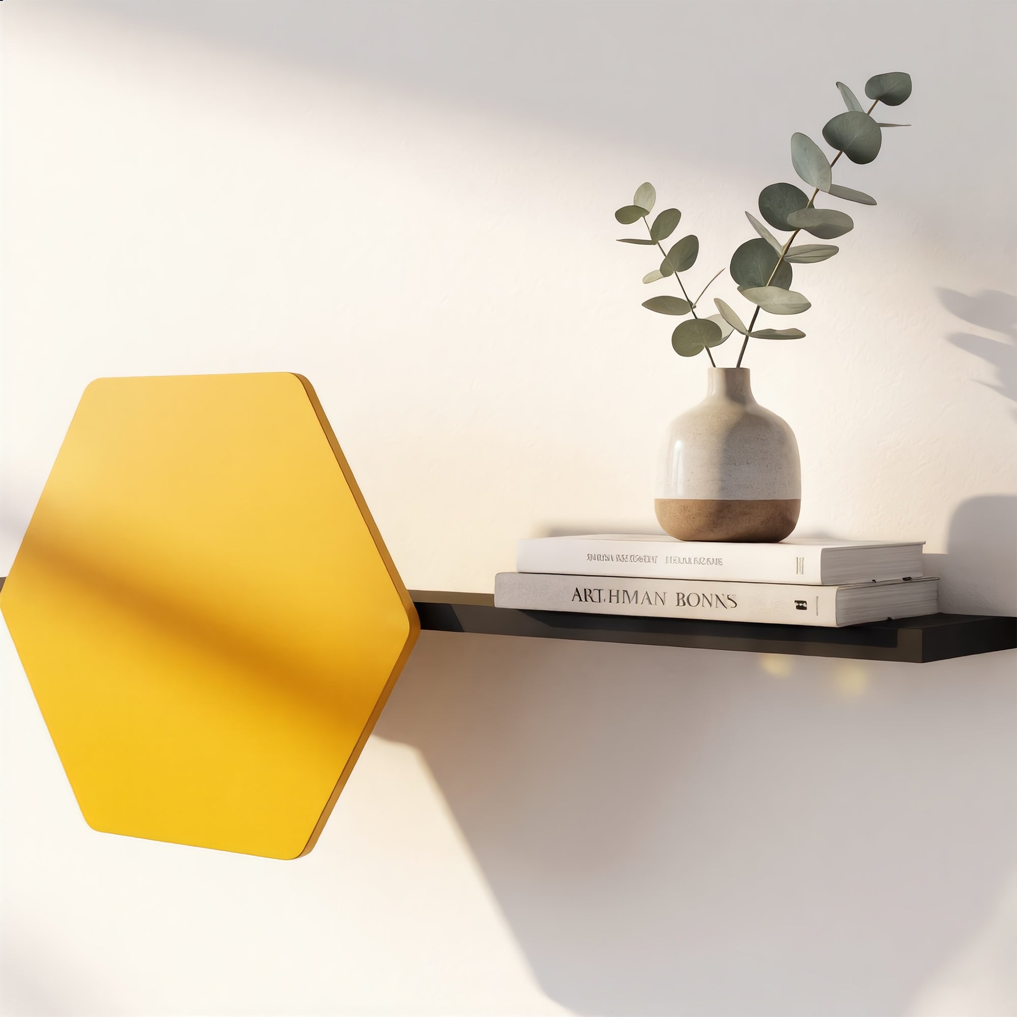 Metafurn Hexa Floater Wall Shelf – Modern Hexagon HDHMR Wall Mounted Shelf for Interiors