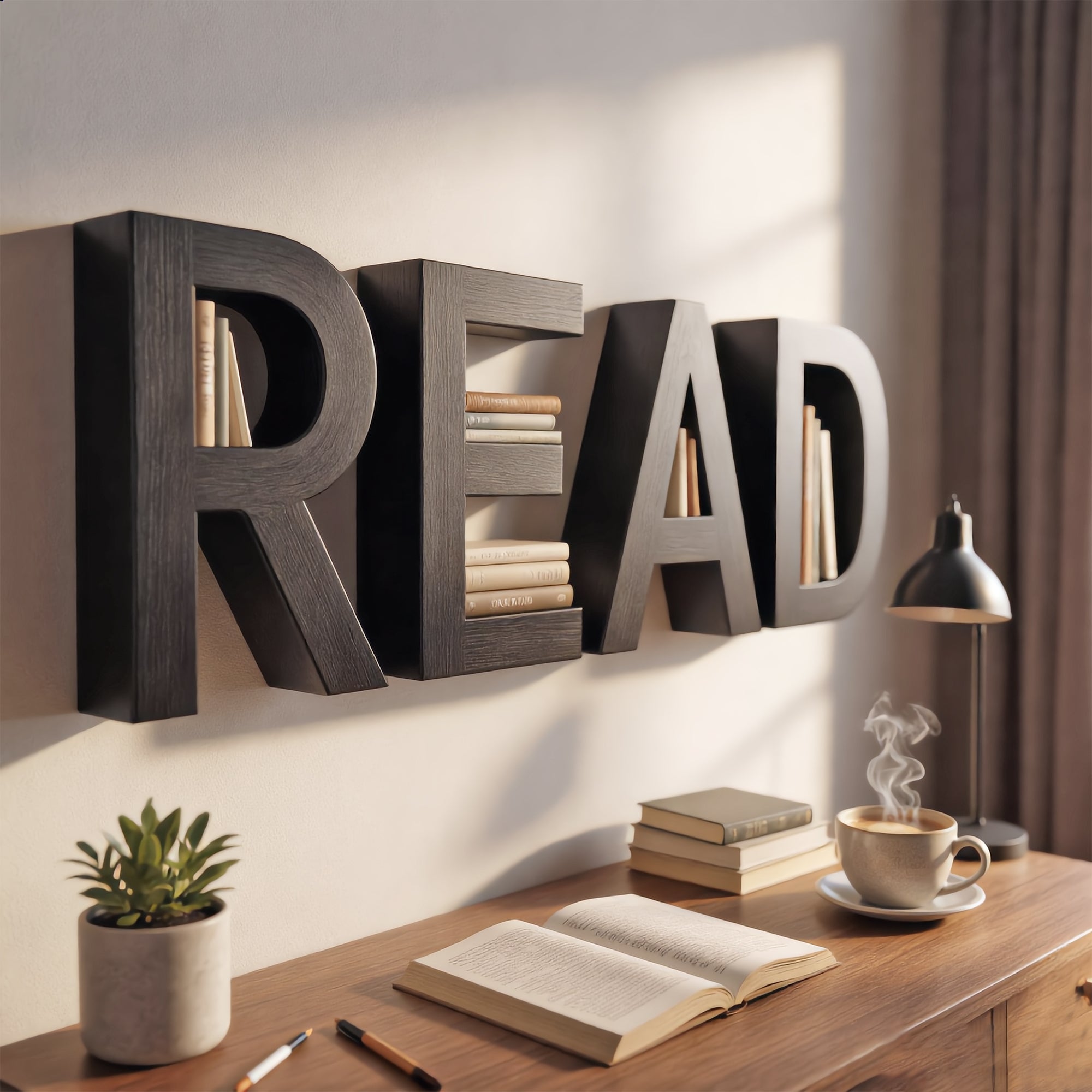 Metafurn Read Study Room Wall Shelf – Modern Wall Mounted Shelf for Home Office Decor
