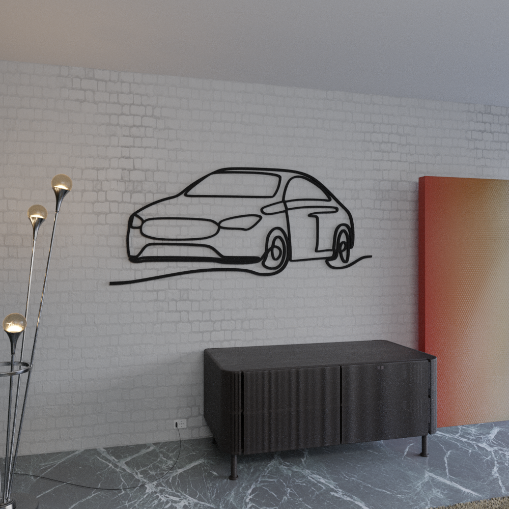 Car Single Line Decor Wall Art - 40x17 Inches