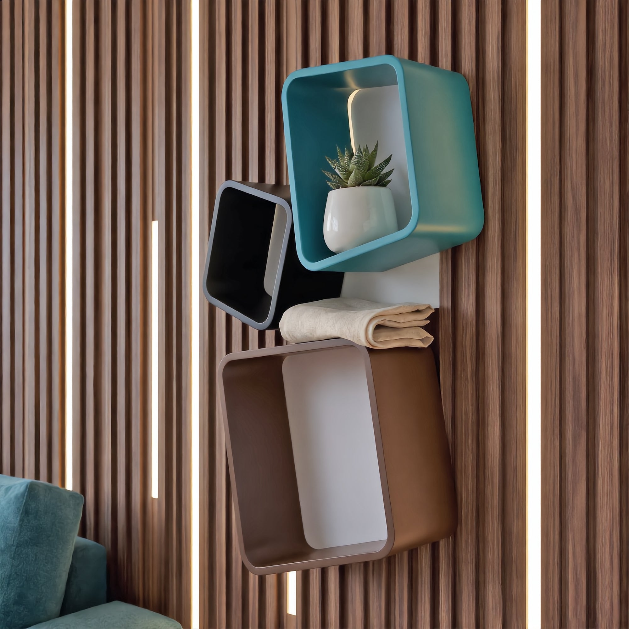 Offset Geometric Wall Shelf