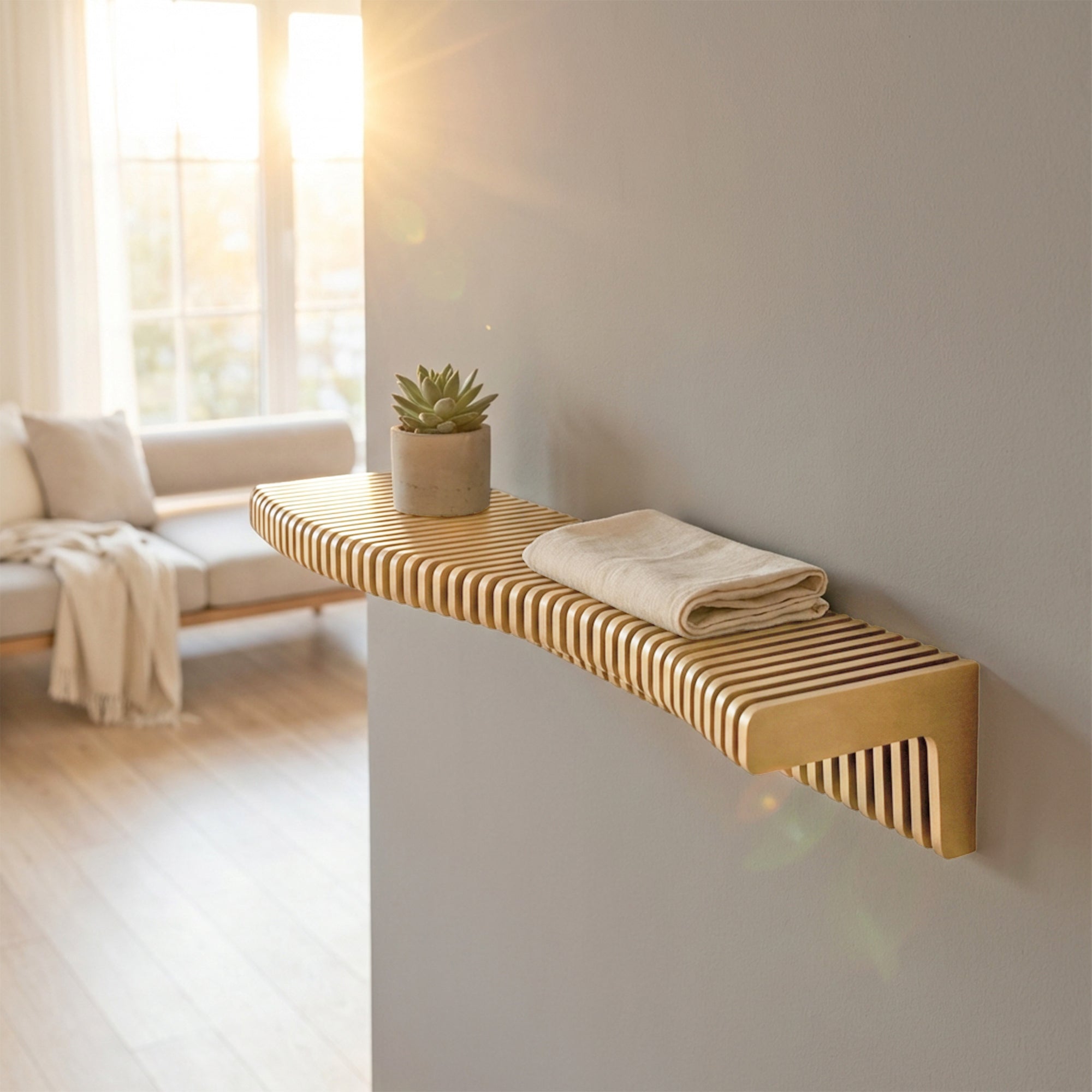 Metafurn Parametric Curvy Wall Shelf – Modern HDHMR Wall Mounted Shelf with Laminate Finish