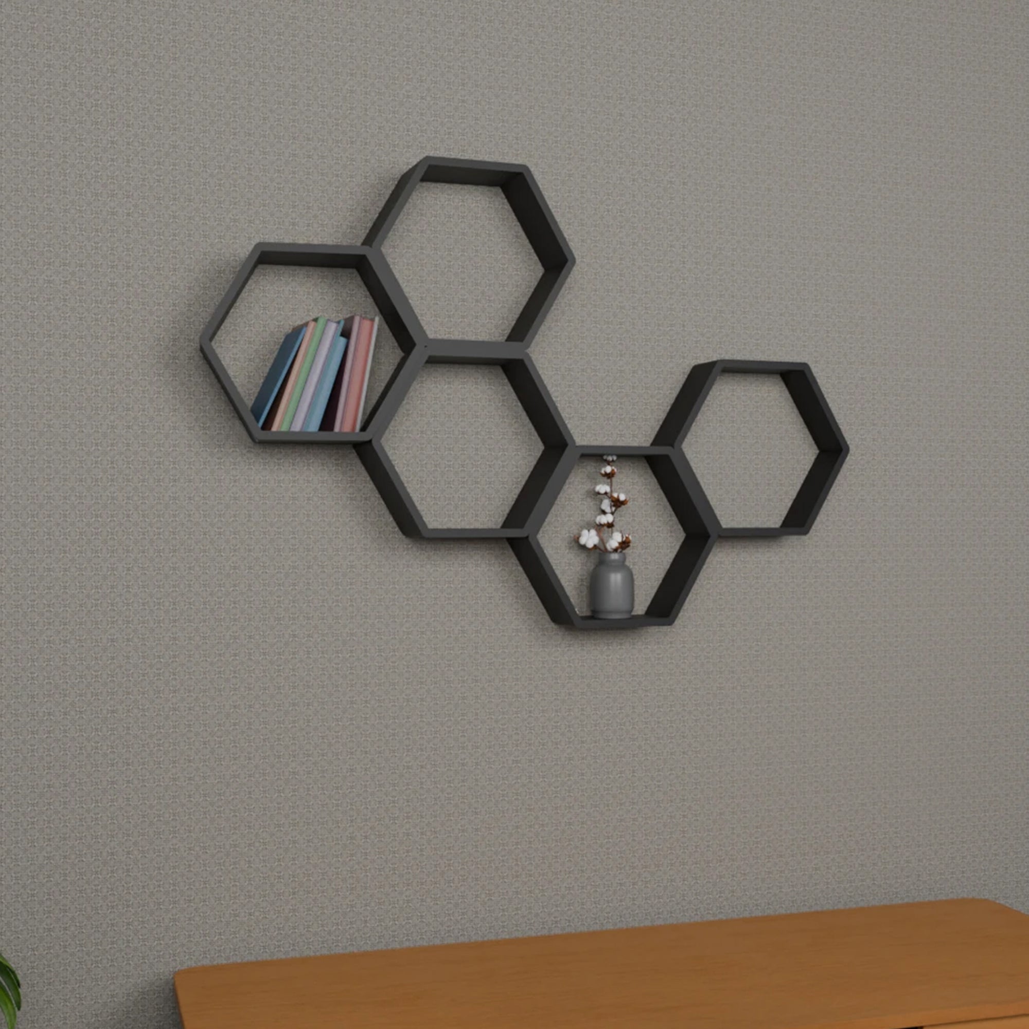 Honeycomb Decorative Wall Shelf (W-42” X H-28”)