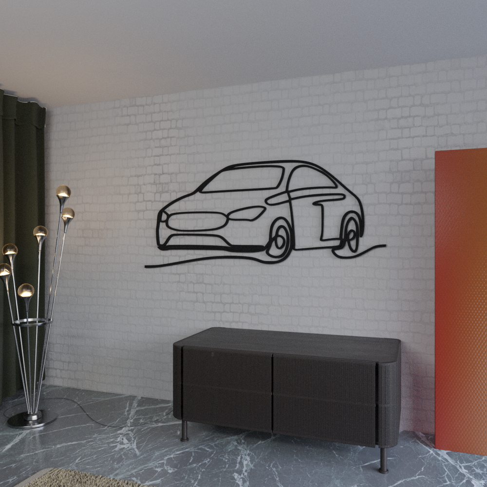Car Single Line Decor Wall Art - 40x17 Inches