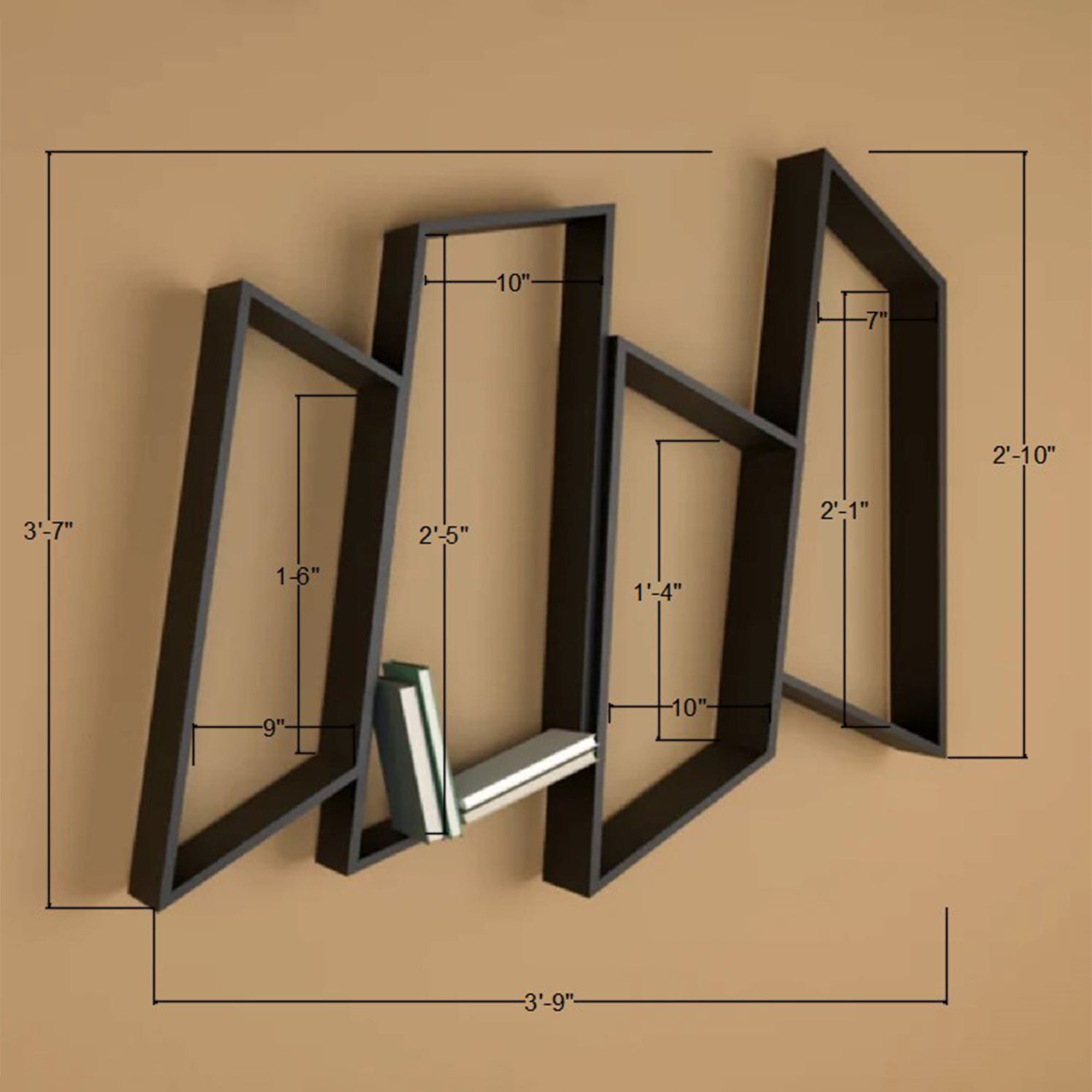 Metafurn AngleWave Wall Mounted Shelf – NFC Angled Floating Storage Shelf for Home Decor
