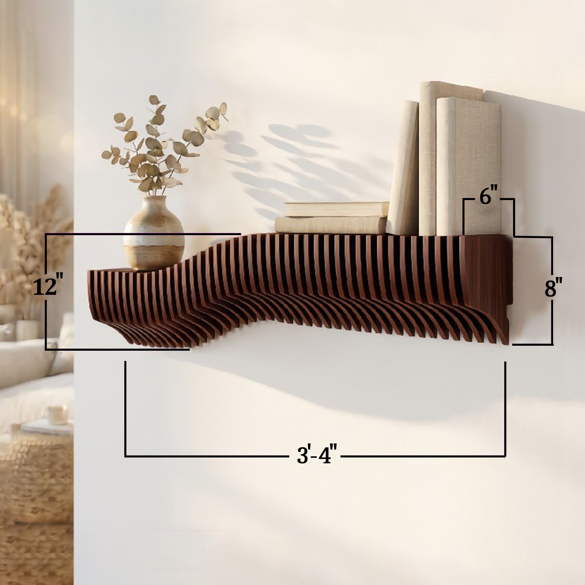 Parametric Contoured Slatted Wall Shelf