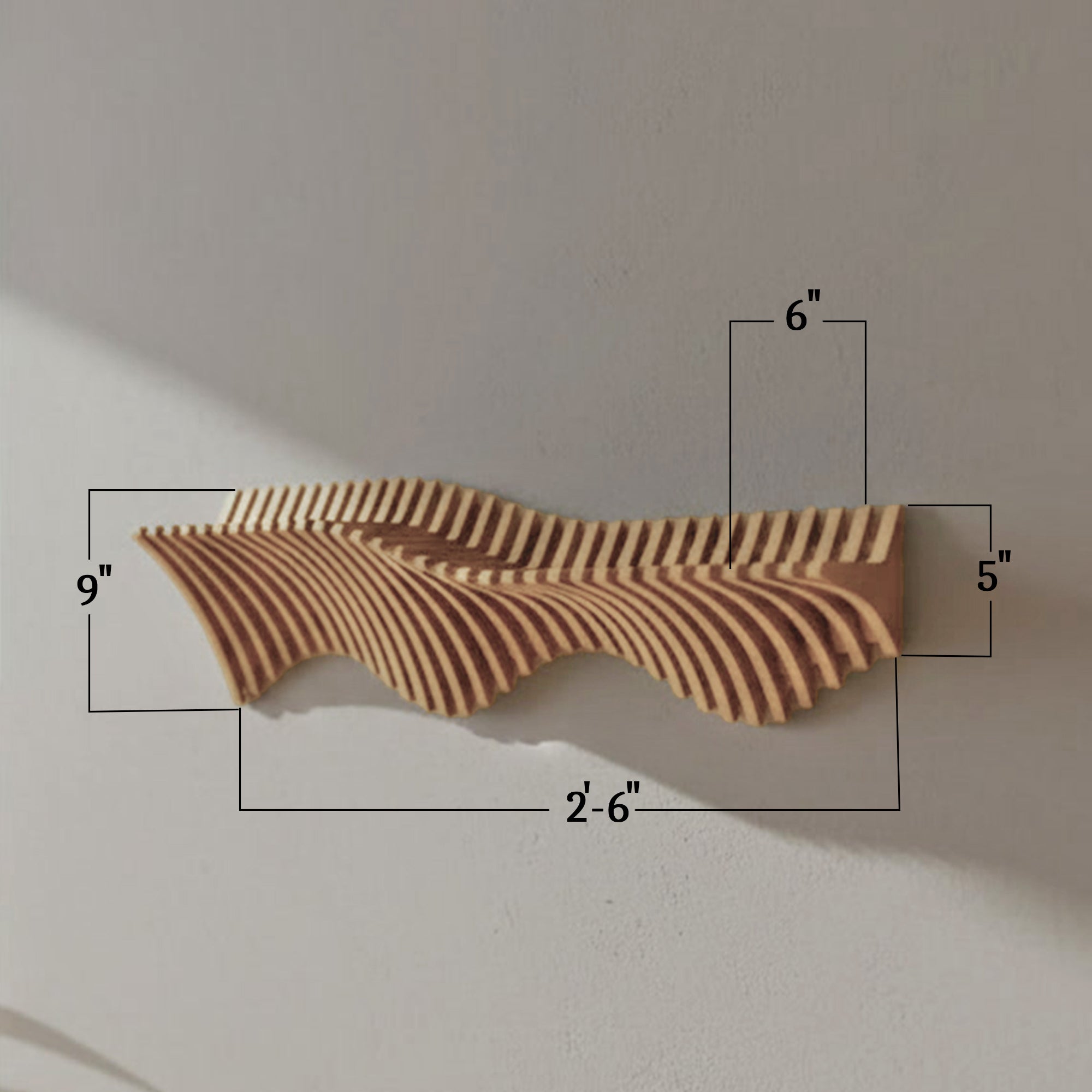 Metafurn Parametric Wavy Wall Shelf – 12mm HDHMR Floating Shelf for Living Room and Bedroom Decor