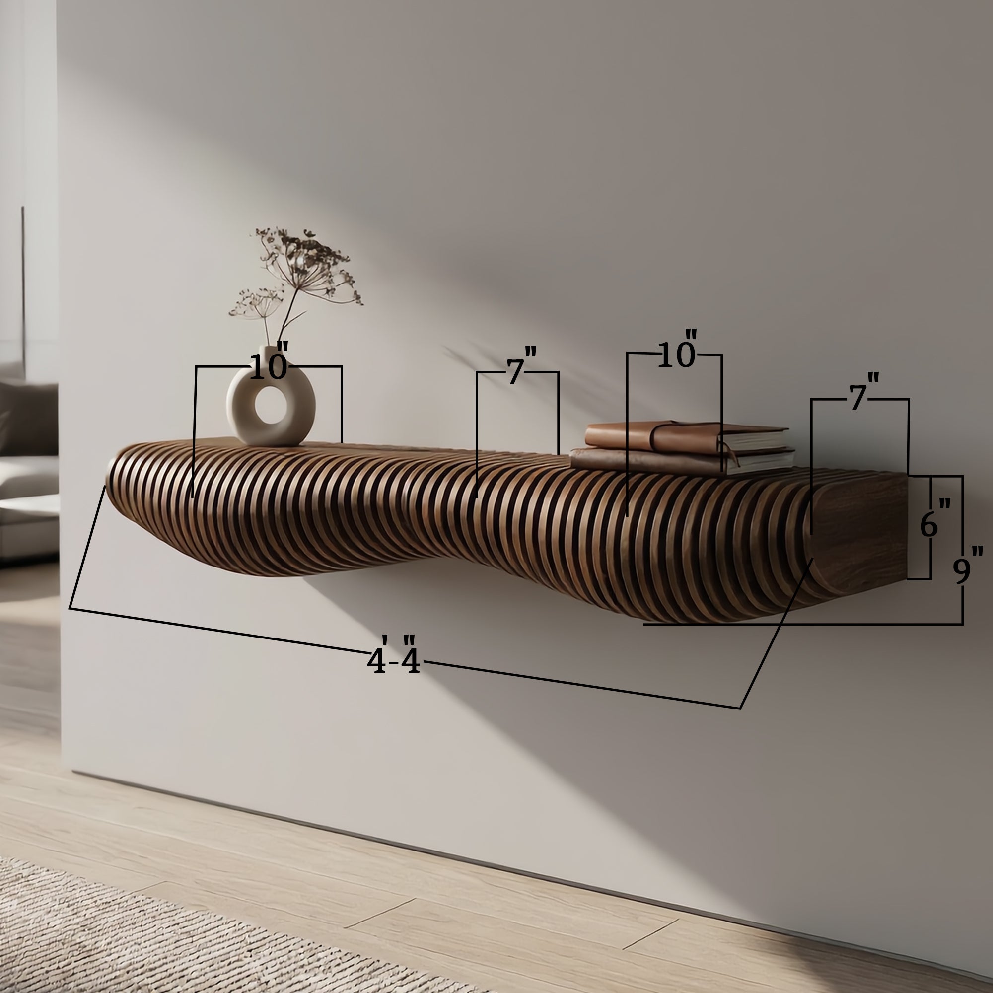 Metafurn Parametric Bench Floating Shelf – HDHMR Designer Wall Shelf for Modern Wall Decor