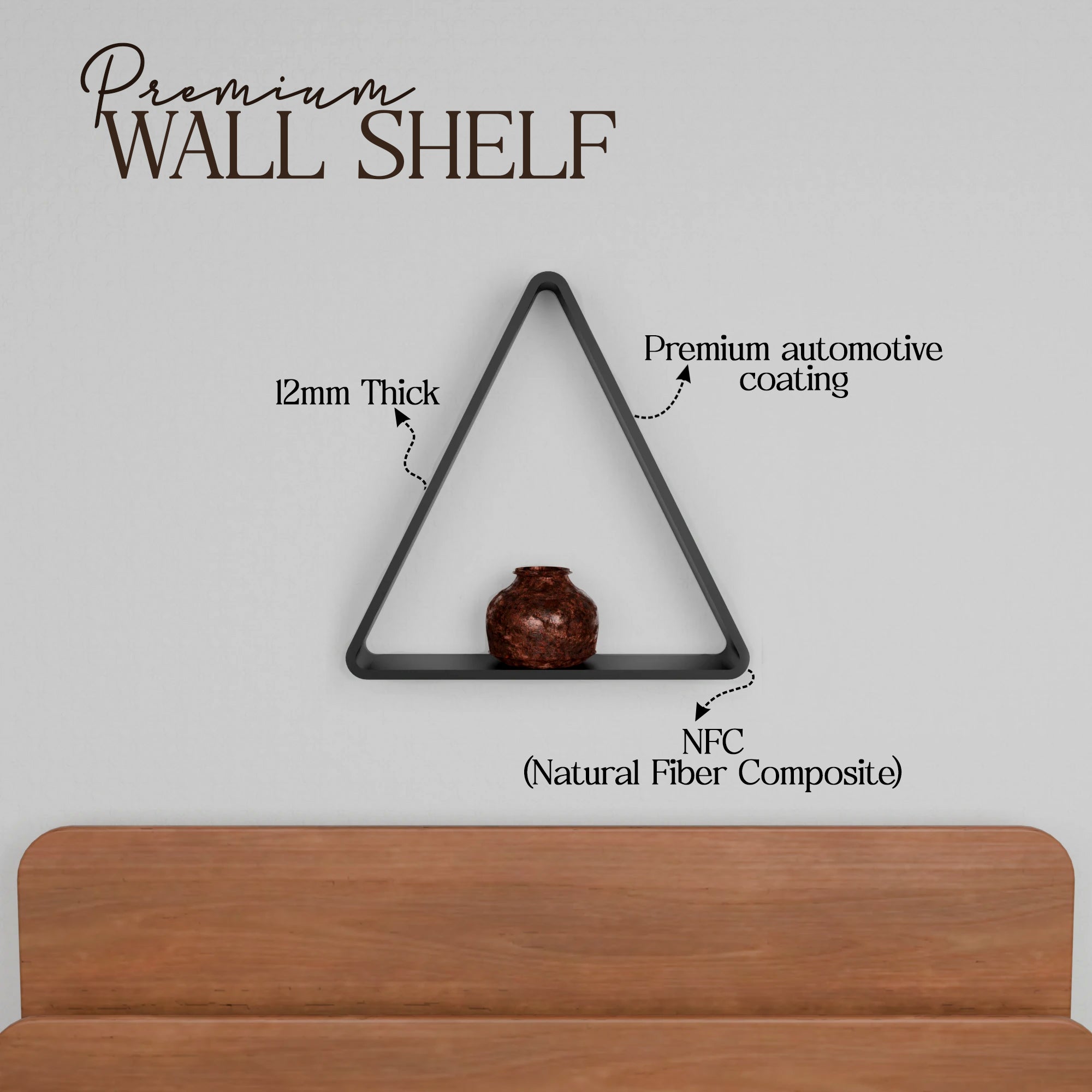 Metafurn Triangle Edge Shelf – NFC Triangular Floating Shelf for Modern Wall Decor
