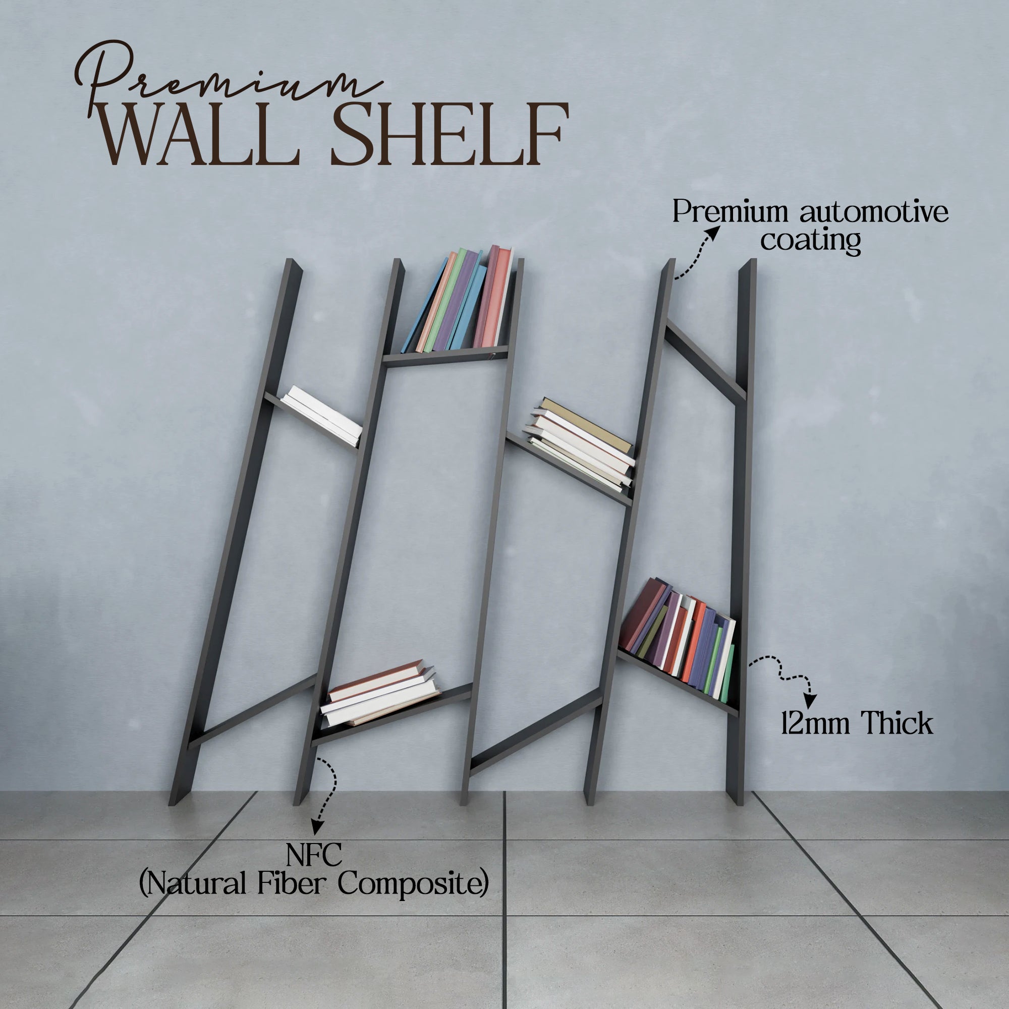 Metafurn Tilt Wall Shelf – NFC Tilted Floating Shelf for Modern Wall Decor
