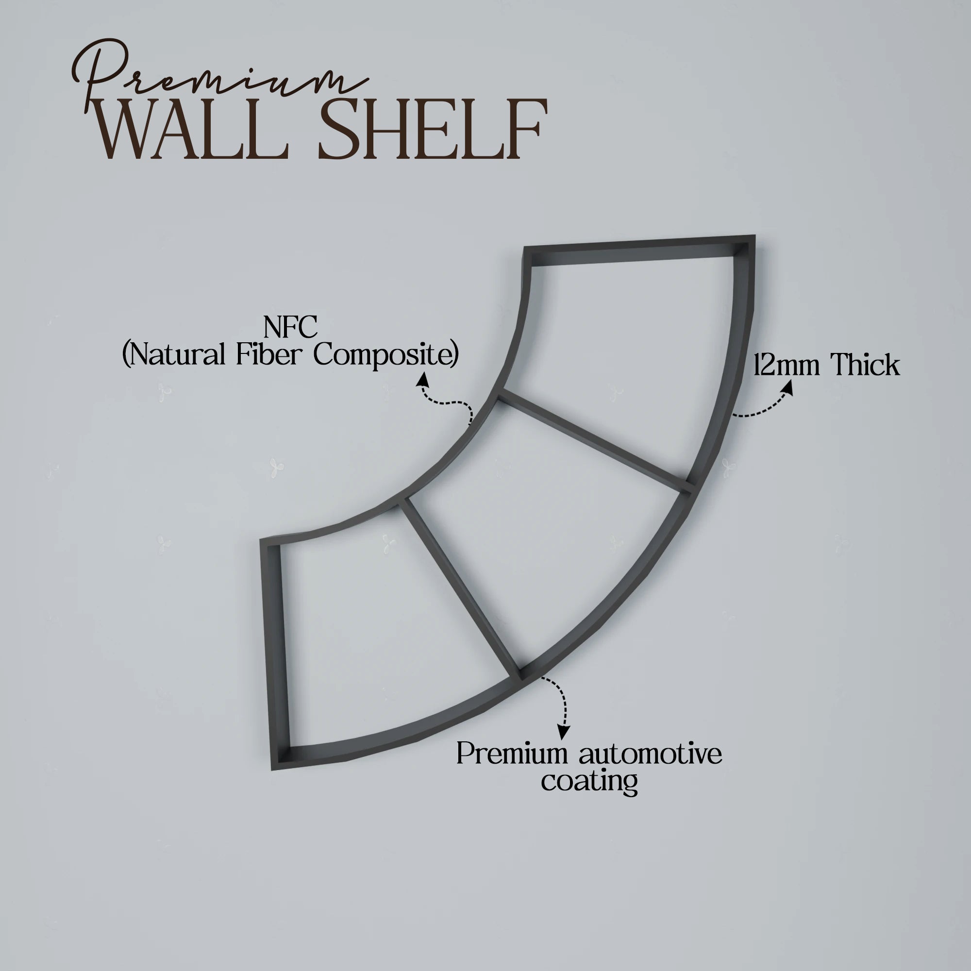 Metafurn Curve Floating Shelf – NFC Curved Floating Shelf for Modern Wall Decor
